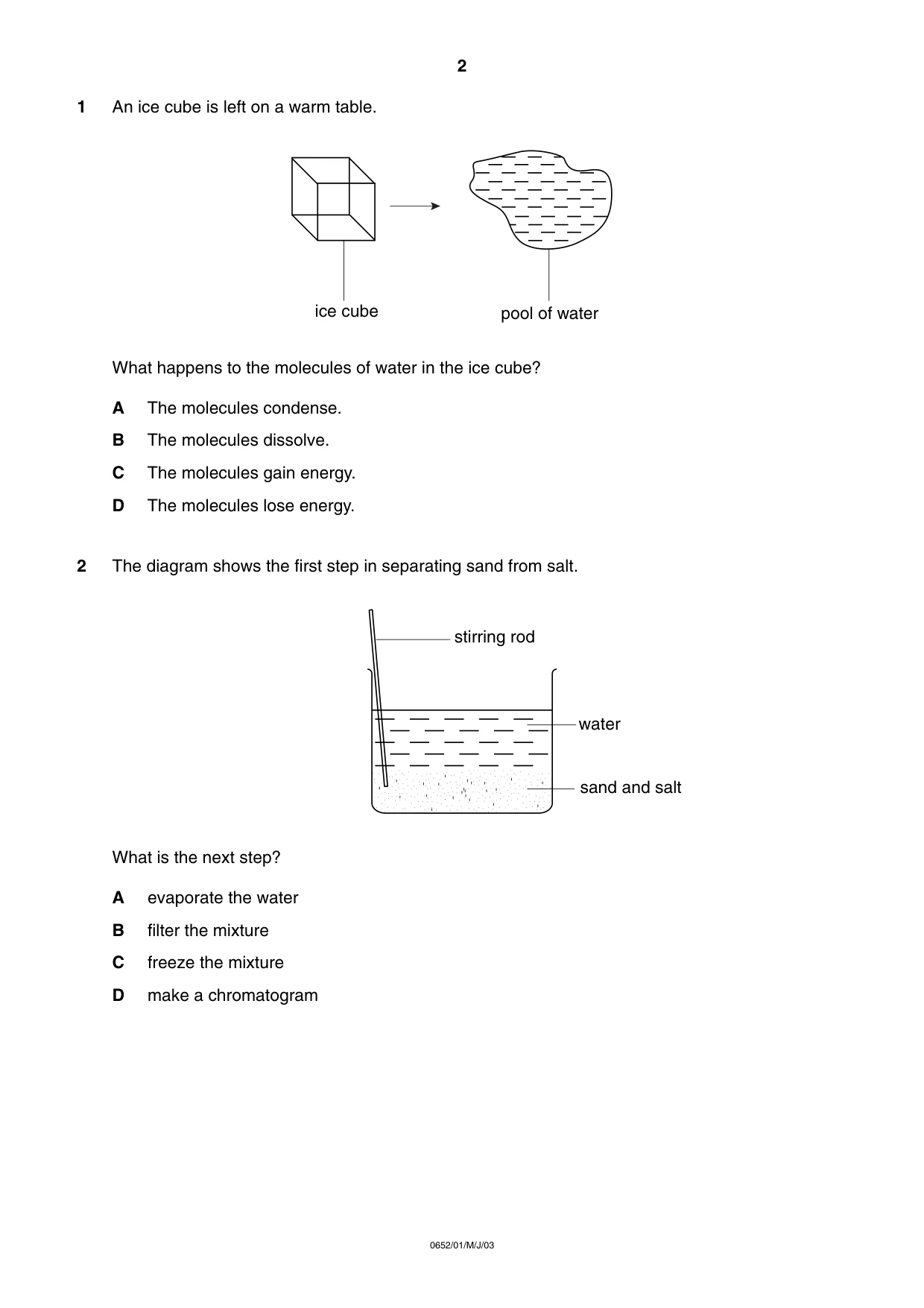 Cambridge IGCSE Physical Science 0652 2003 May/June Paper 1 · Variant 1 question paper, page 2 of 20