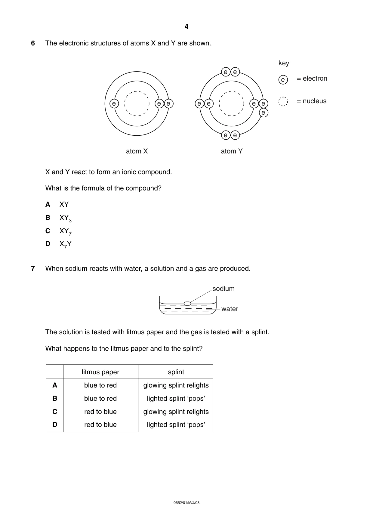 Cambridge IGCSE Physical Science 0652 2003 May/June Paper 1 · Variant 1 question paper, page 4 of 20