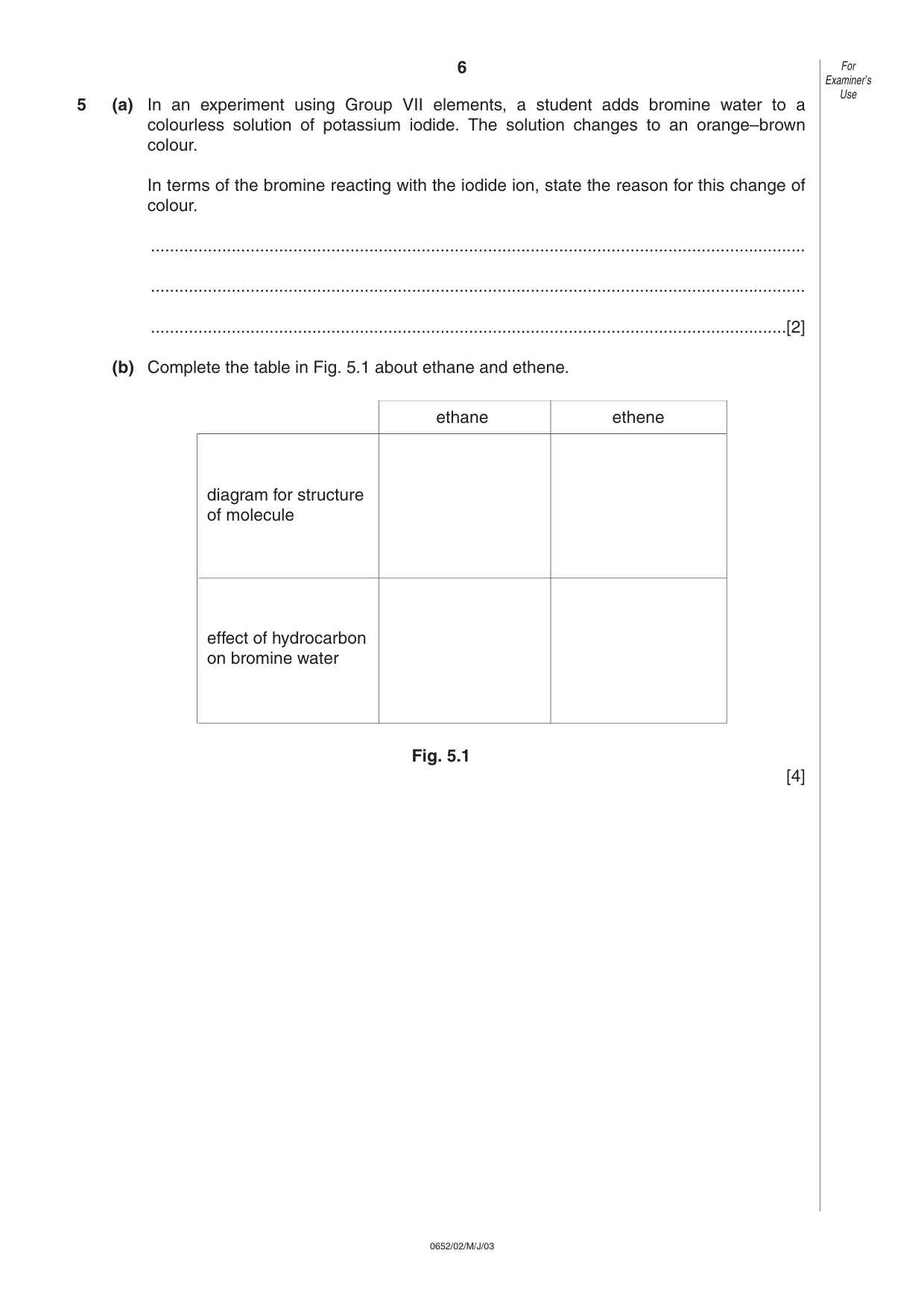 Cambridge IGCSE Physical Science 0652 2003 May/June Paper 2 · Variant 1 question paper, page 6 of 12