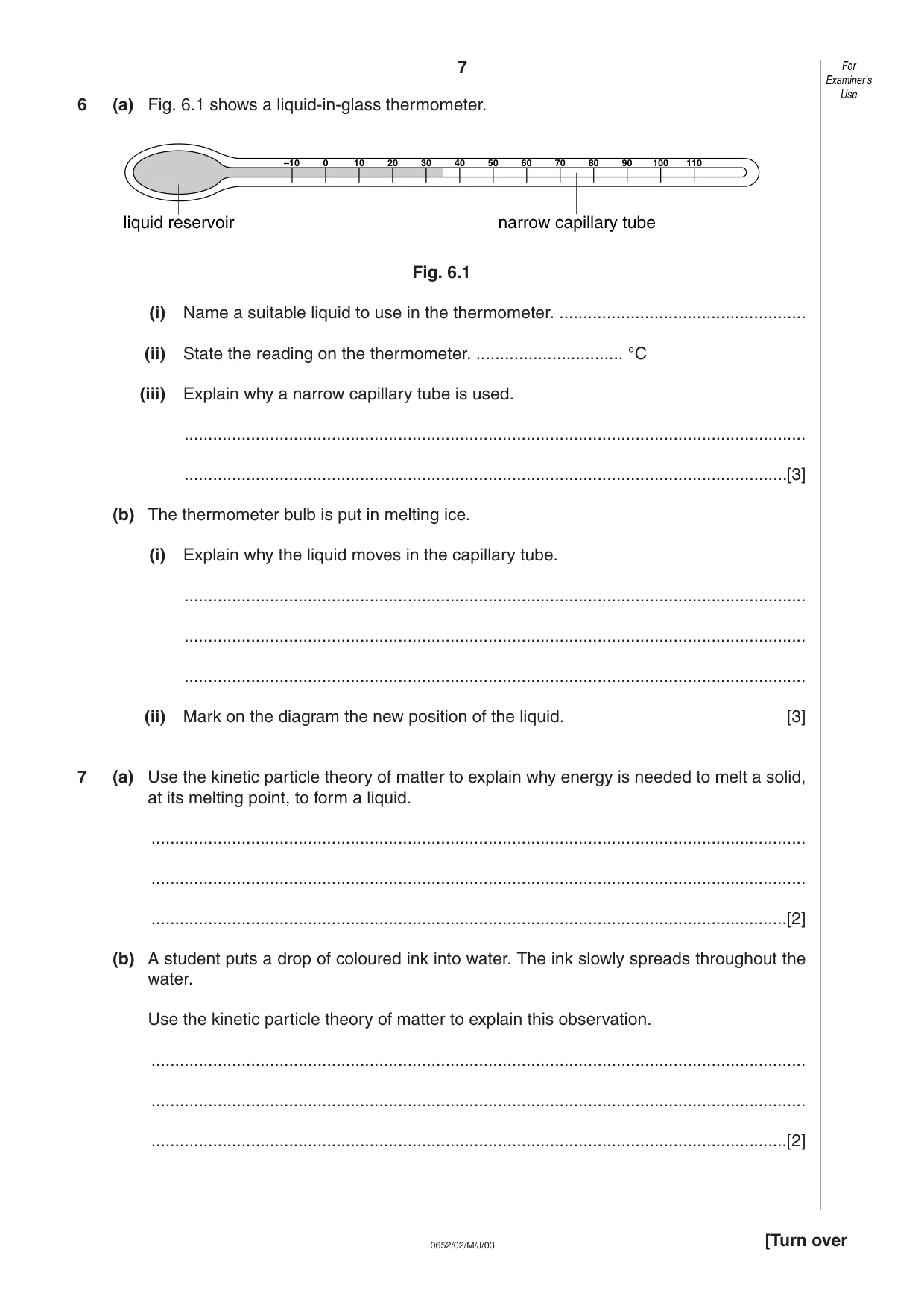 Cambridge IGCSE Physical Science 0652 2003 May/June Paper 2 · Variant 1 question paper, page 7 of 12