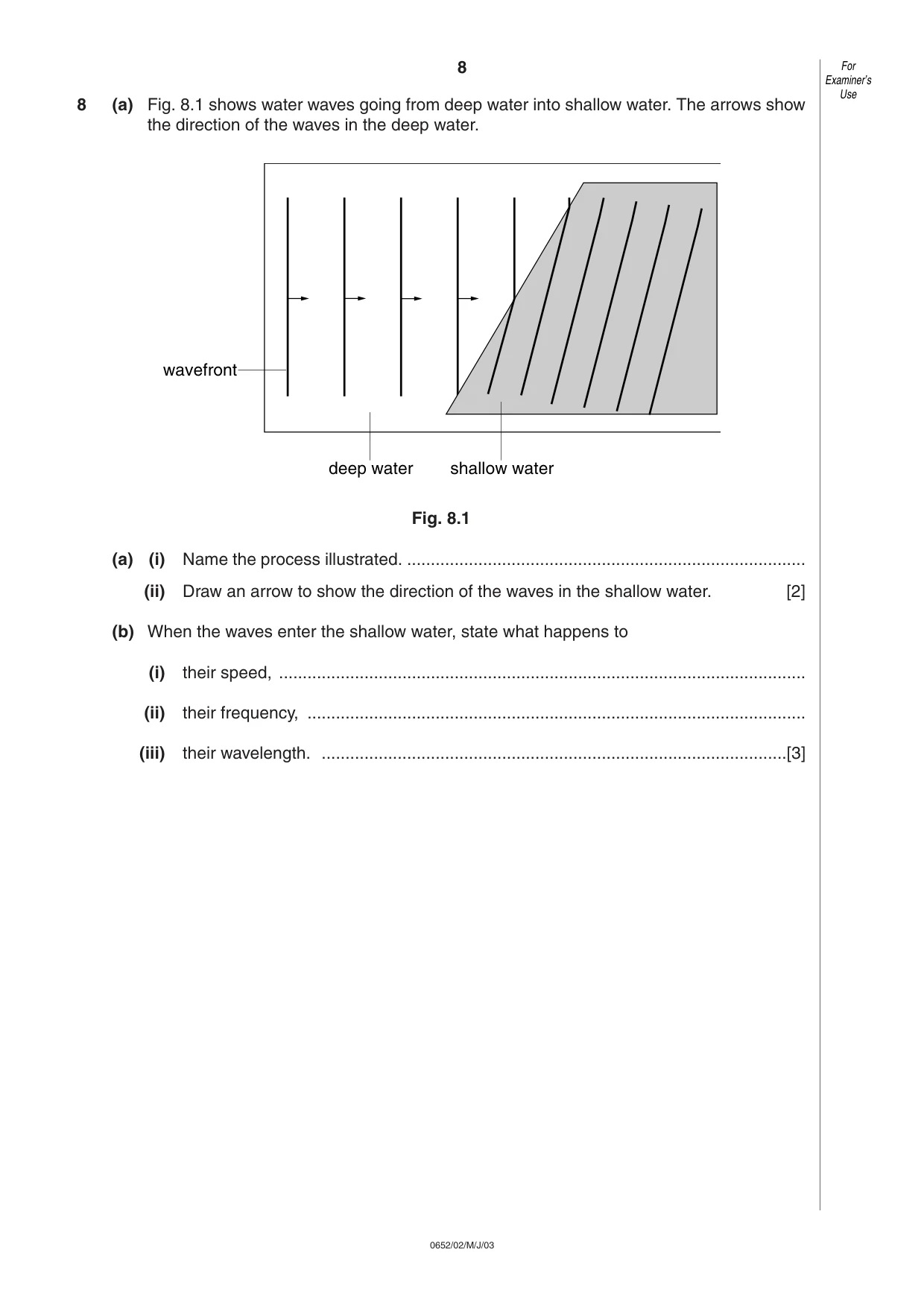 Cambridge IGCSE Physical Science 0652 2003 May/June Paper 2 · Variant 1 question paper, page 8 of 12