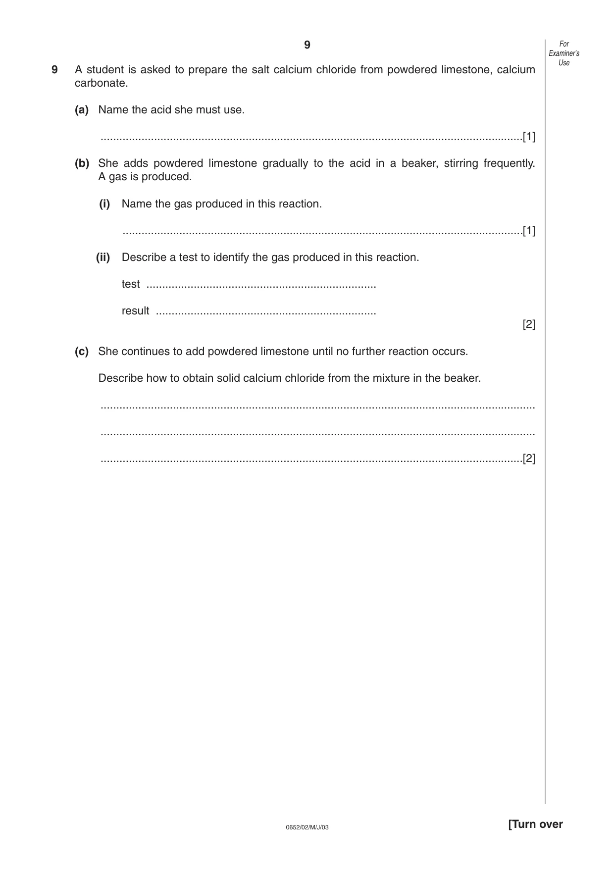 Cambridge IGCSE Physical Science 0652 2003 May/June Paper 2 · Variant 1 question paper, page 9 of 12