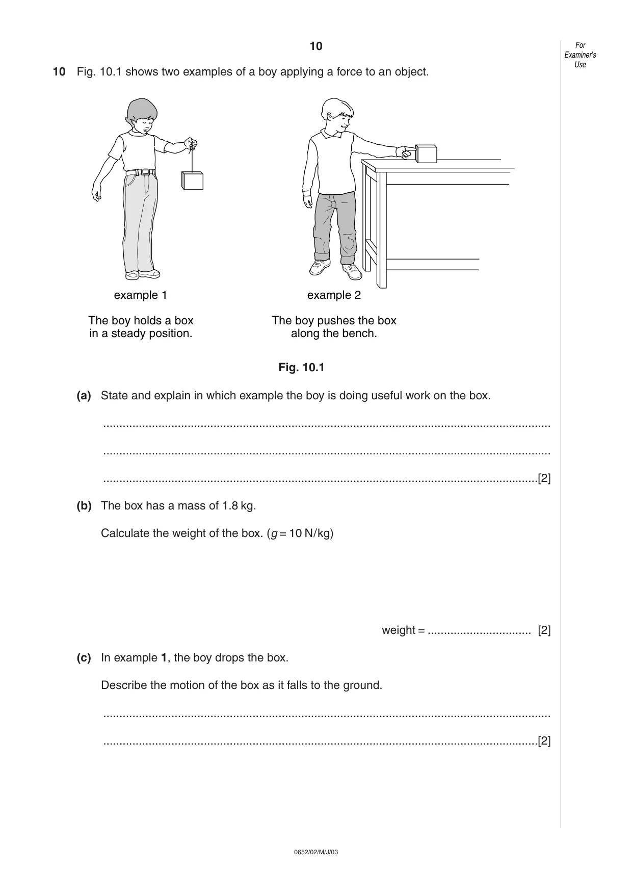 Cambridge IGCSE Physical Science 0652 2003 May/June Paper 2 · Variant 1 question paper, page 10 of 12