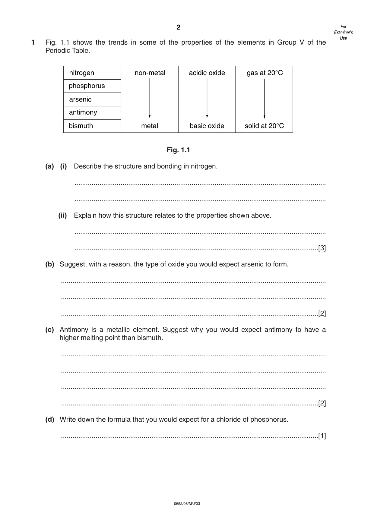 Cambridge IGCSE Physical Science 0652 2003 May/June Paper 3 · Variant 1 question paper, page 2 of 16