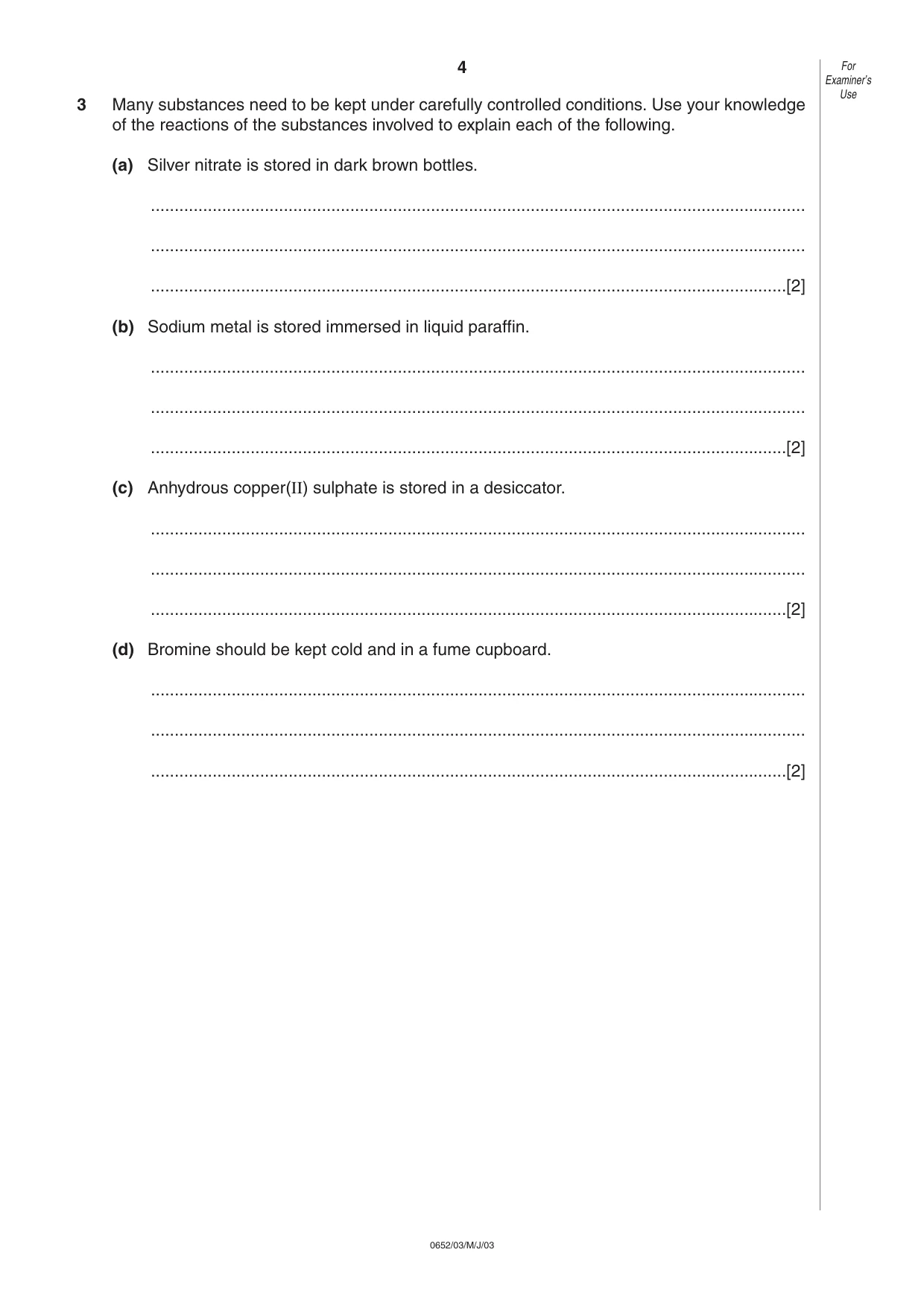 Cambridge IGCSE Physical Science 0652 2003 May/June Paper 3 · Variant 1 question paper, page 4 of 16