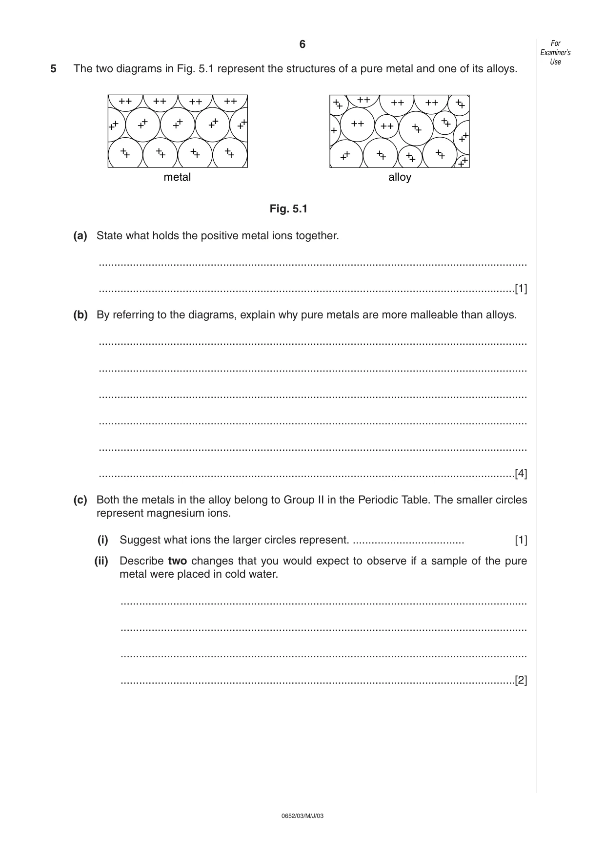 Cambridge IGCSE Physical Science 0652 2003 May/June Paper 3 · Variant 1 question paper, page 6 of 16