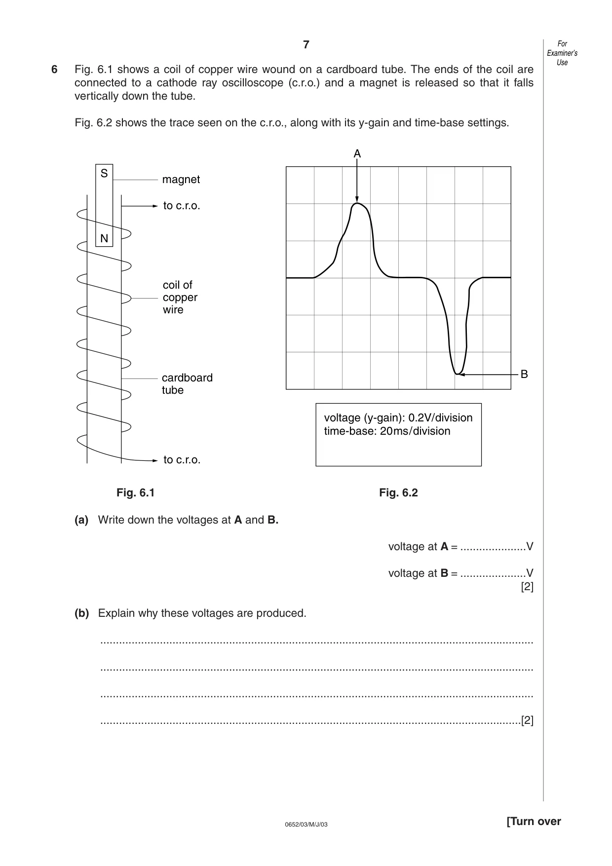 Cambridge IGCSE Physical Science 0652 2003 May/June Paper 3 · Variant 1 question paper, page 7 of 16
