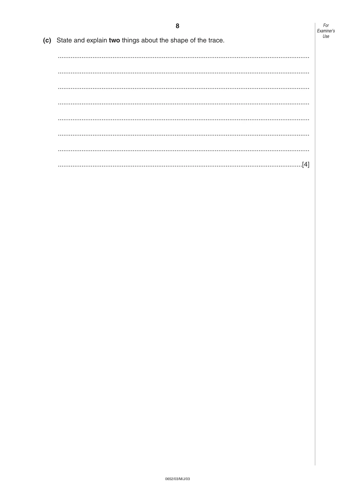 Cambridge IGCSE Physical Science 0652 2003 May/June Paper 3 · Variant 1 question paper, page 8 of 16