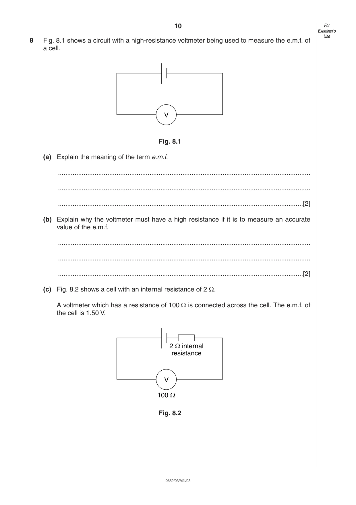 Cambridge IGCSE Physical Science 0652 2003 May/June Paper 3 · Variant 1 question paper, page 10 of 16