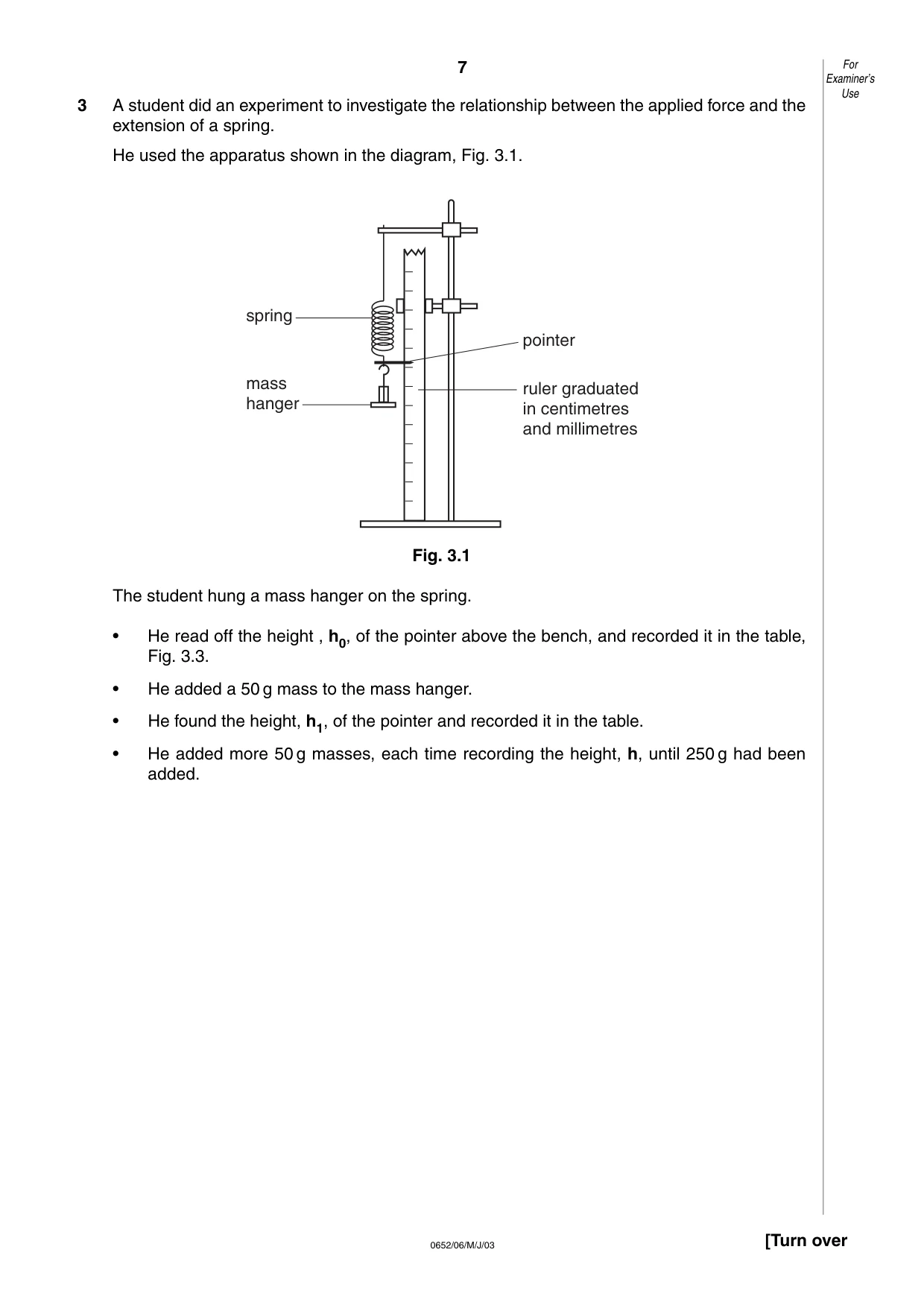 Cambridge IGCSE Physical Science 0652 2003 May/June Paper 6 · Variant 1 question paper, page 7 of 16