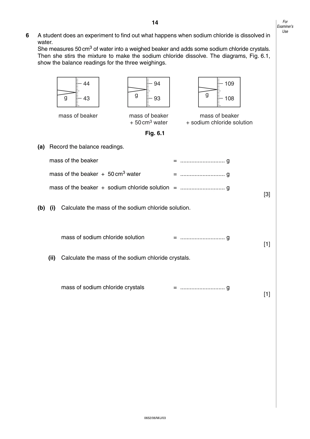 Cambridge IGCSE Physical Science 0652 2003 May/June Paper 6 · Variant 1 question paper, page 14 of 16