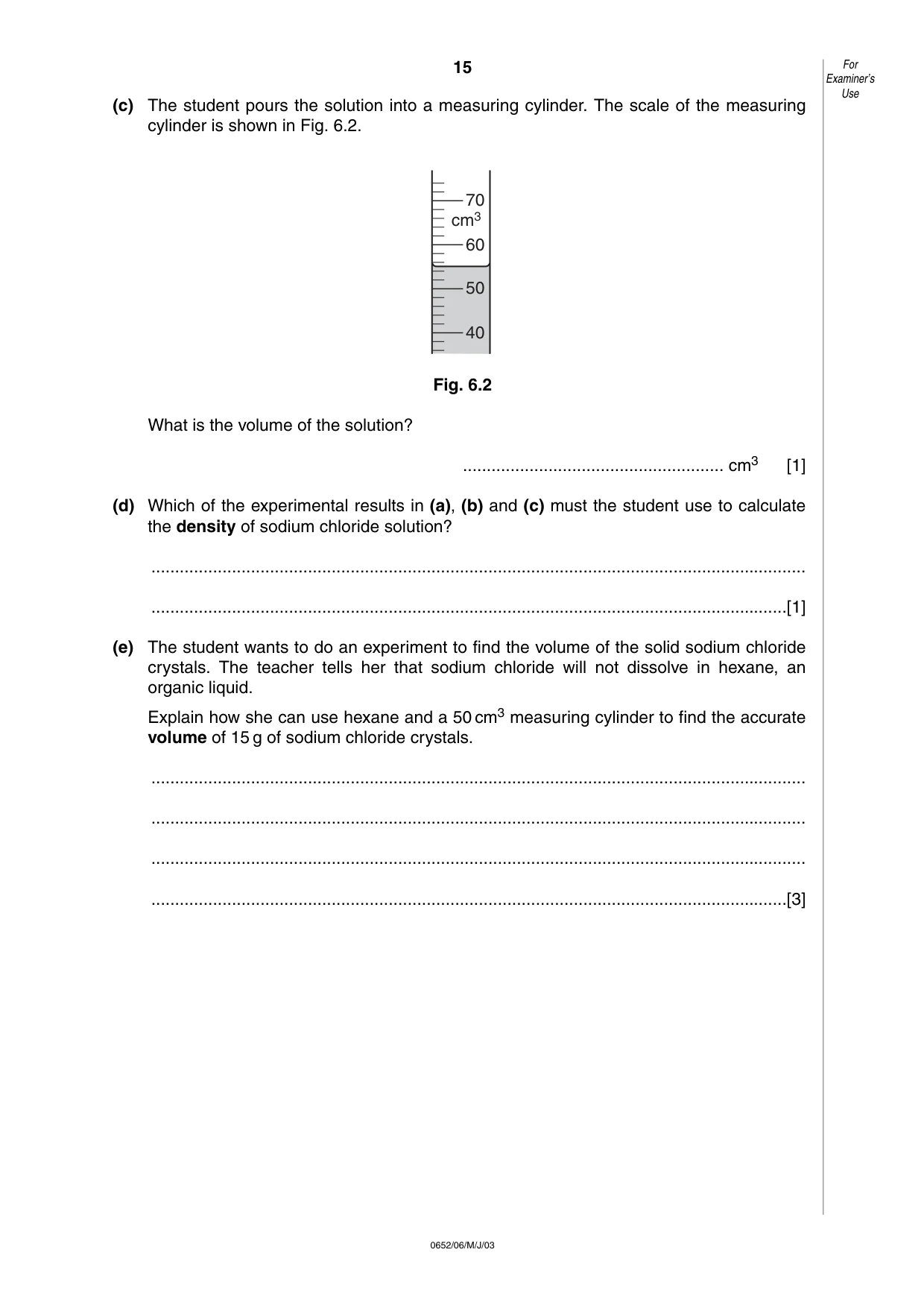 Cambridge IGCSE Physical Science 0652 2003 May/June Paper 6 · Variant 1 question paper, page 15 of 16