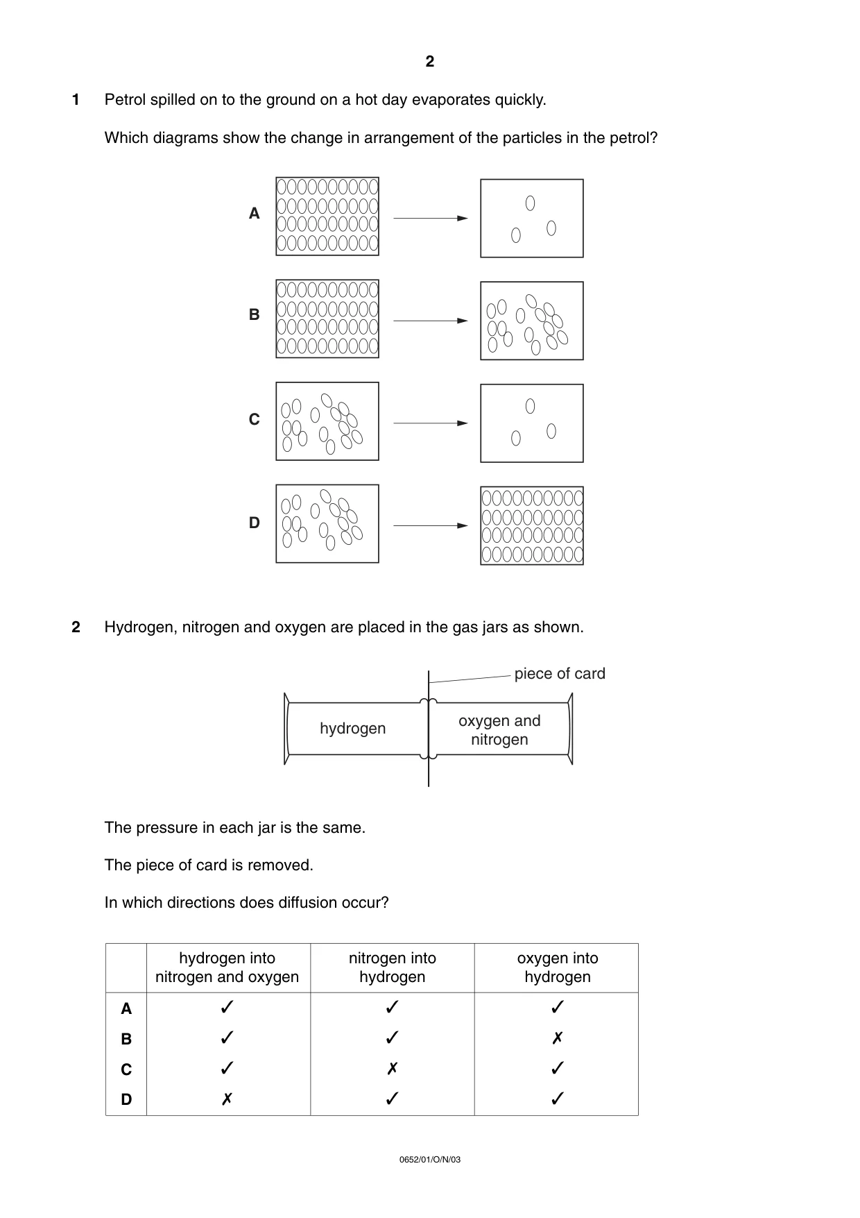 Cambridge IGCSE Physical Science 0652 2003 Oct/Nov Paper 1 · Variant 1 question paper, page 2 of 20