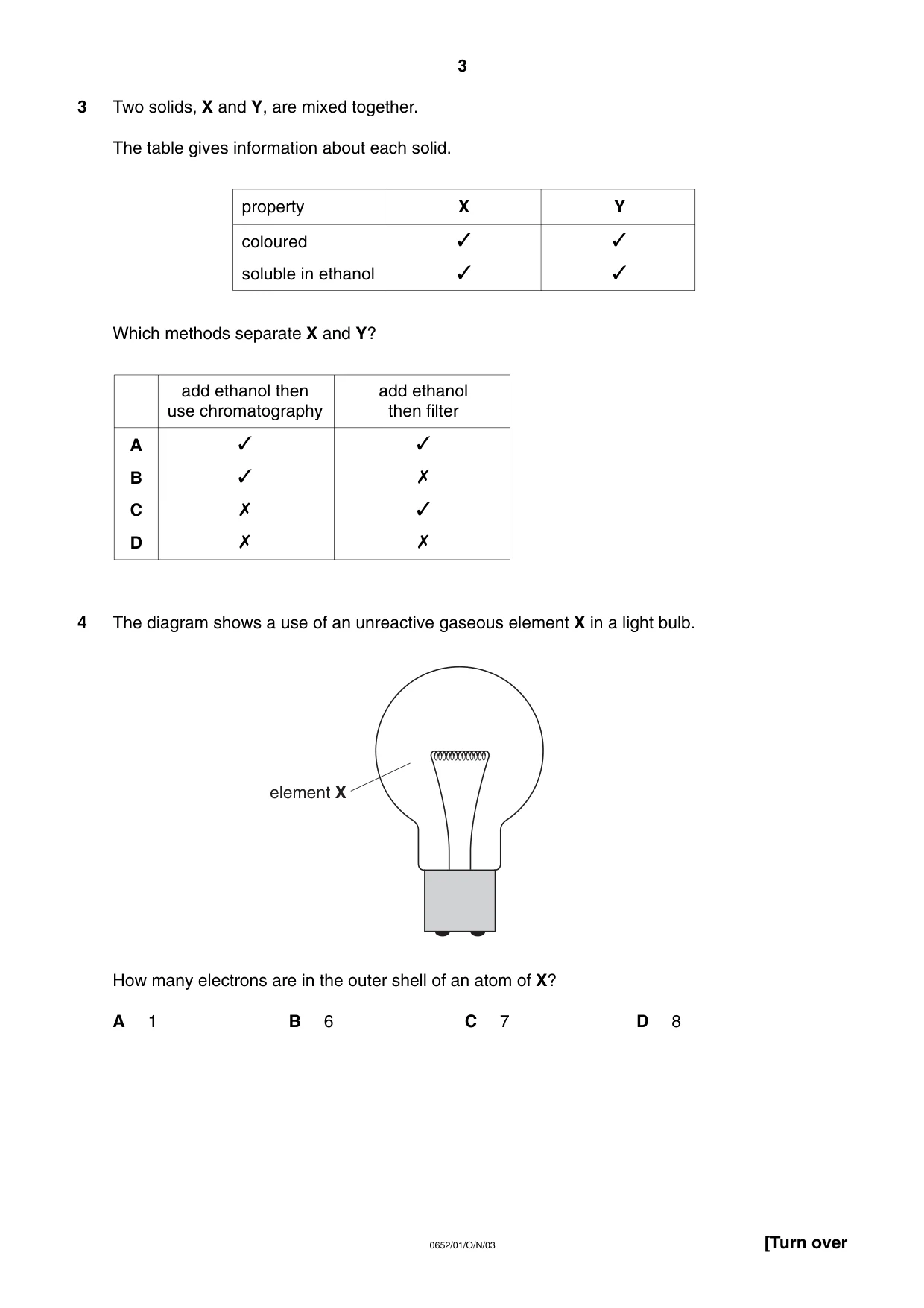 Cambridge IGCSE Physical Science 0652 2003 Oct/Nov Paper 1 · Variant 1 question paper, page 3 of 20