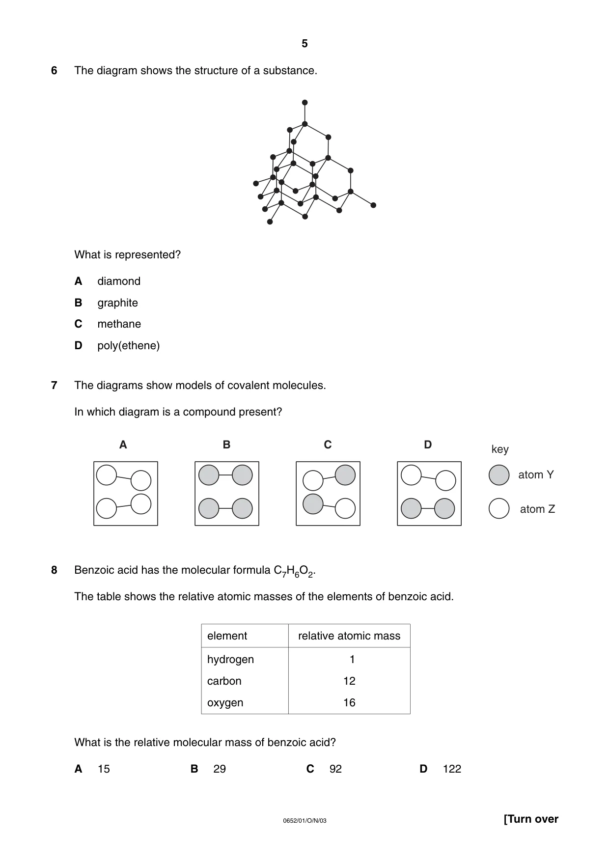Cambridge IGCSE Physical Science 0652 2003 Oct/Nov Paper 1 · Variant 1 question paper, page 5 of 20