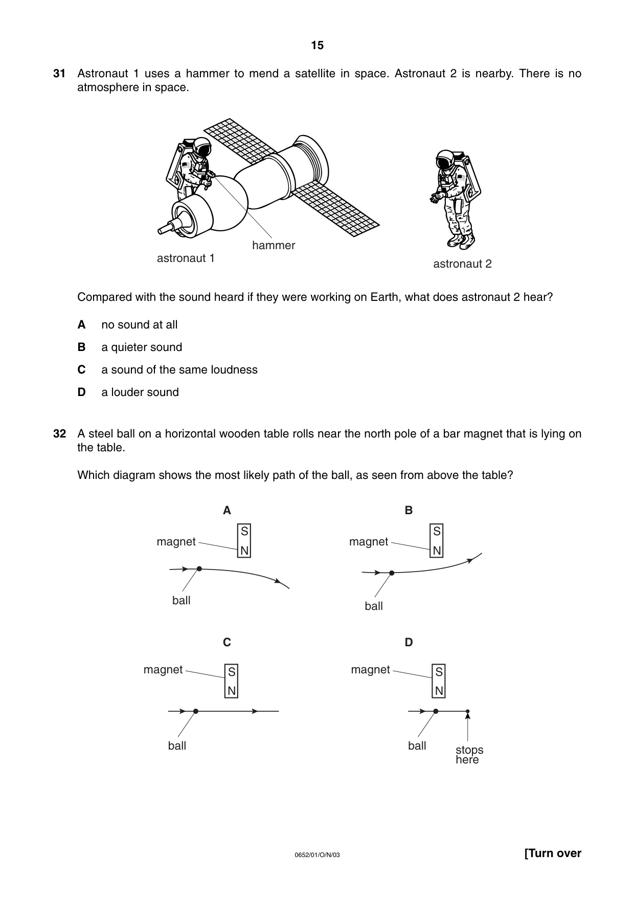 Cambridge IGCSE Physical Science 0652 2003 Oct/Nov Paper 1 · Variant 1 question paper, page 15 of 20