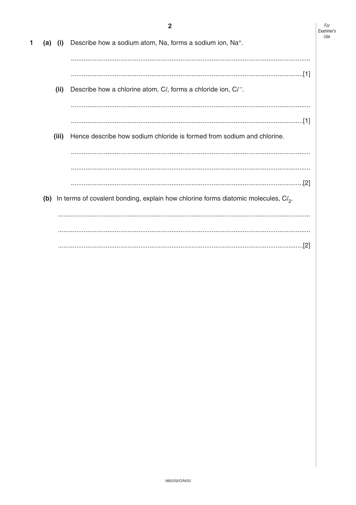 Cambridge IGCSE Physical Science 0652 2003 Oct/Nov Paper 2 · Variant 1 question paper, page 2 of 12