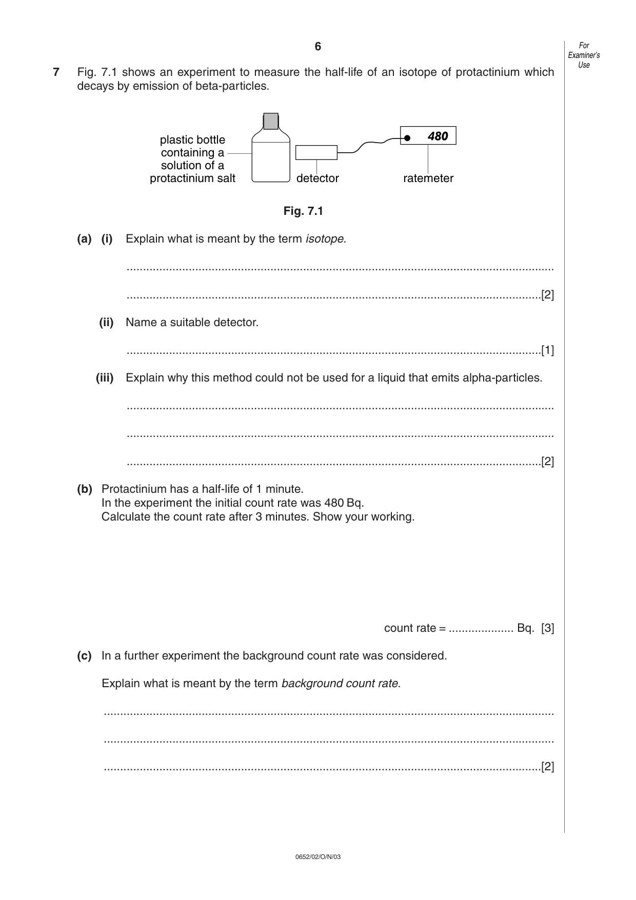 Cambridge IGCSE Physical Science 0652 2003 Oct/Nov Paper 2 · Variant 1 question paper, page 6 of 12