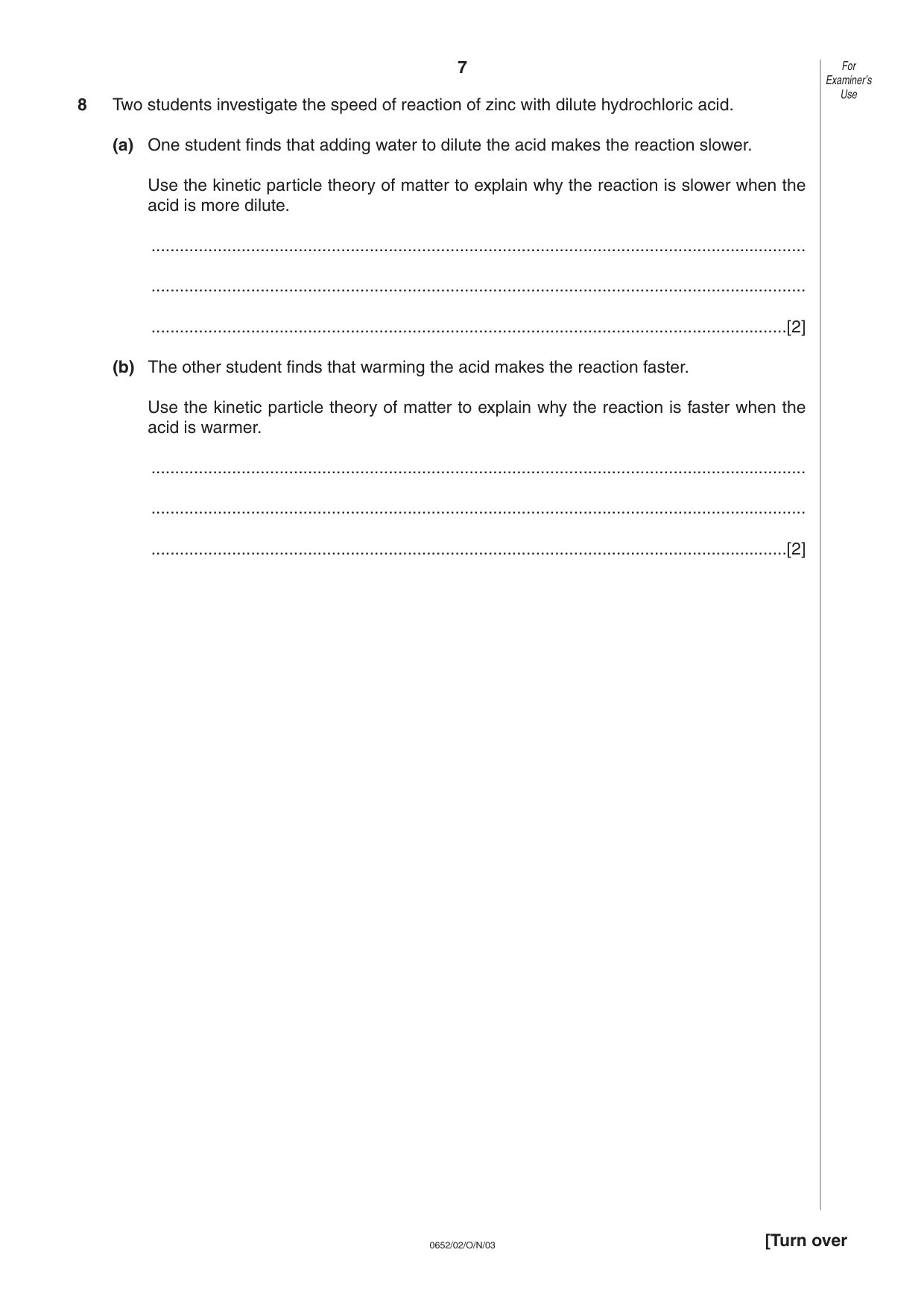 Cambridge IGCSE Physical Science 0652 2003 Oct/Nov Paper 2 · Variant 1 question paper, page 7 of 12