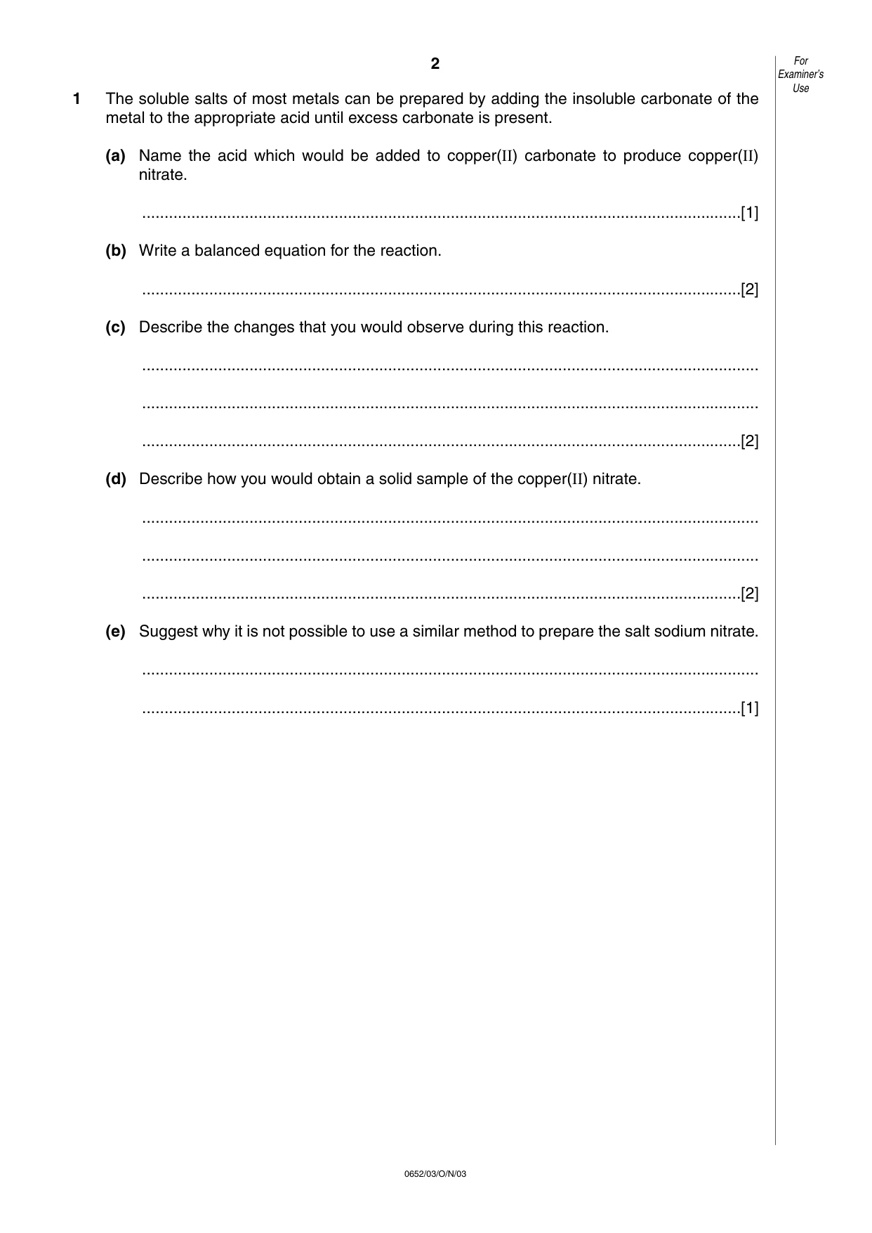 Cambridge IGCSE Physical Science 0652 2003 Oct/Nov Paper 3 · Variant 1 question paper, page 2 of 16