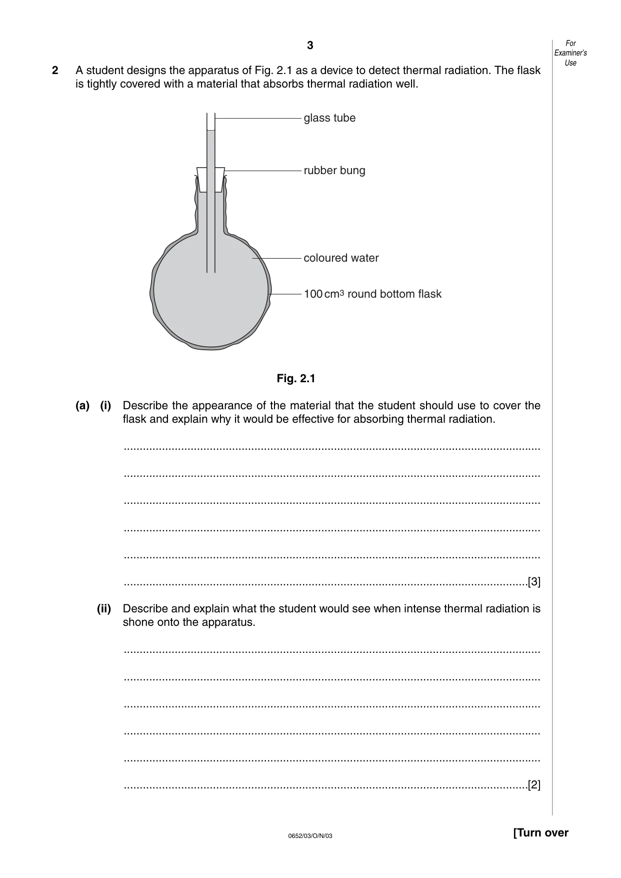Cambridge IGCSE Physical Science 0652 2003 Oct/Nov Paper 3 · Variant 1 question paper, page 3 of 16