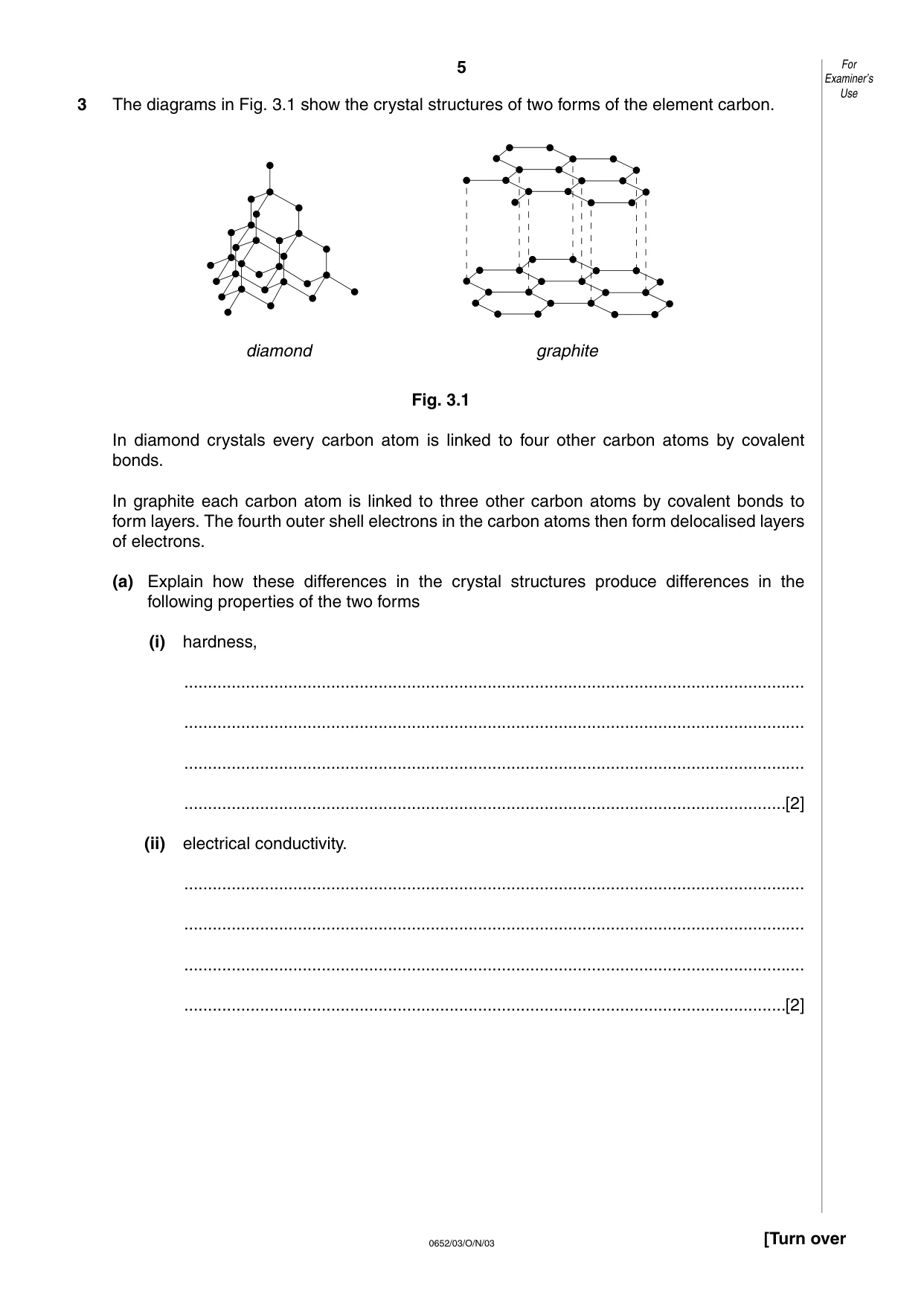 Cambridge IGCSE Physical Science 0652 2003 Oct/Nov Paper 3 · Variant 1 question paper, page 5 of 16