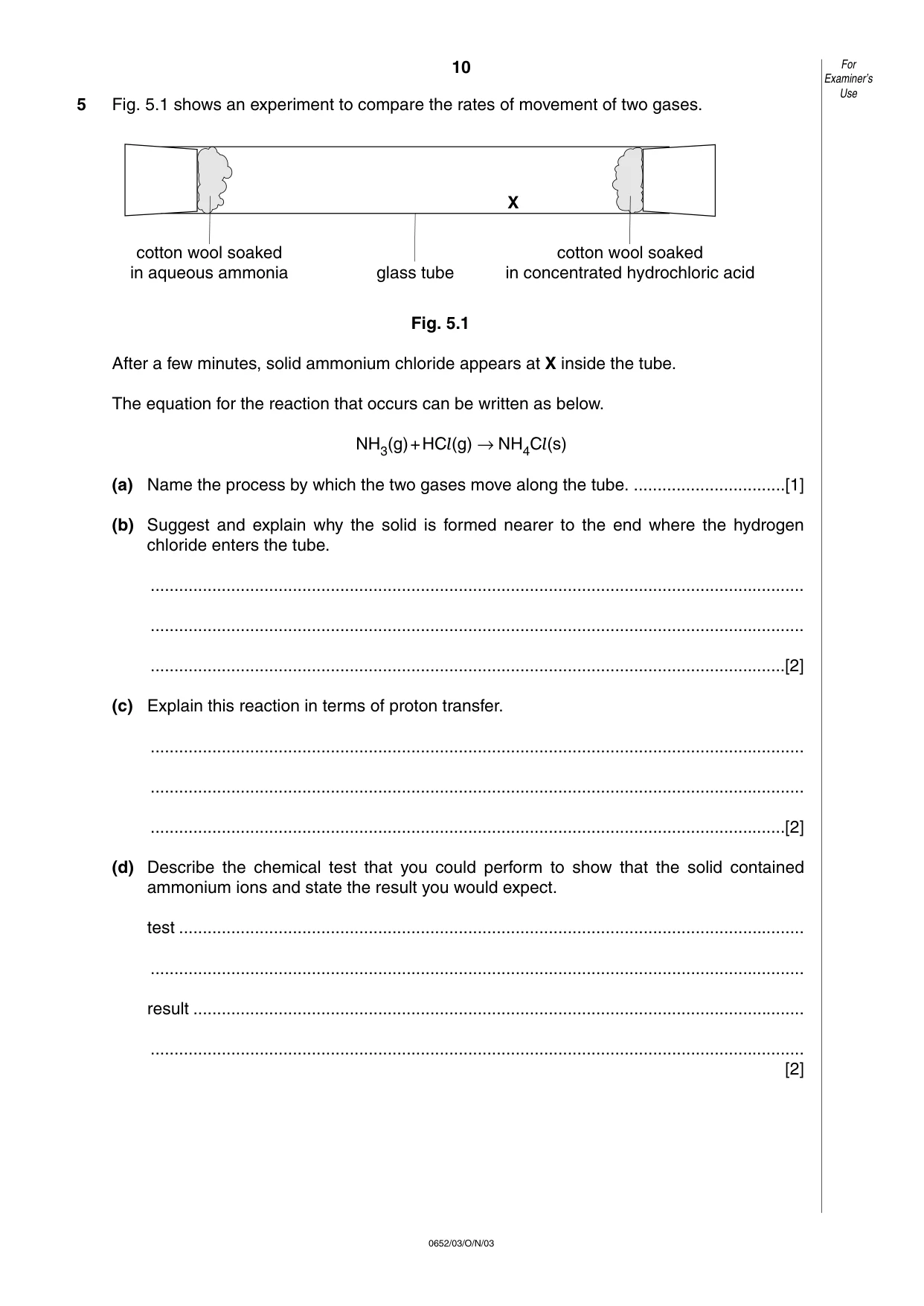 Cambridge IGCSE Physical Science 0652 2003 Oct/Nov Paper 3 · Variant 1 question paper, page 10 of 16