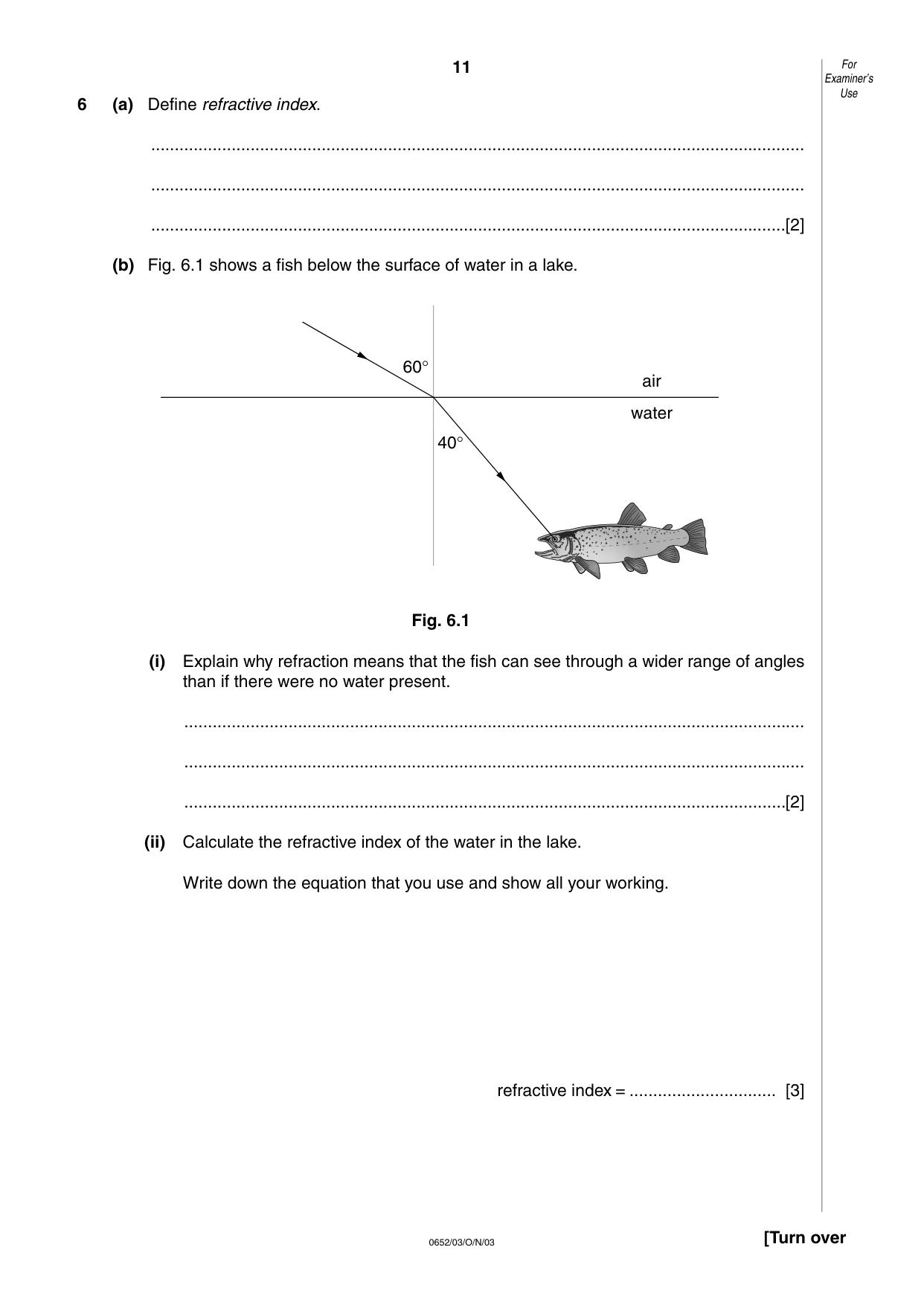 Cambridge IGCSE Physical Science 0652 2003 Oct/Nov Paper 3 · Variant 1 question paper, page 11 of 16