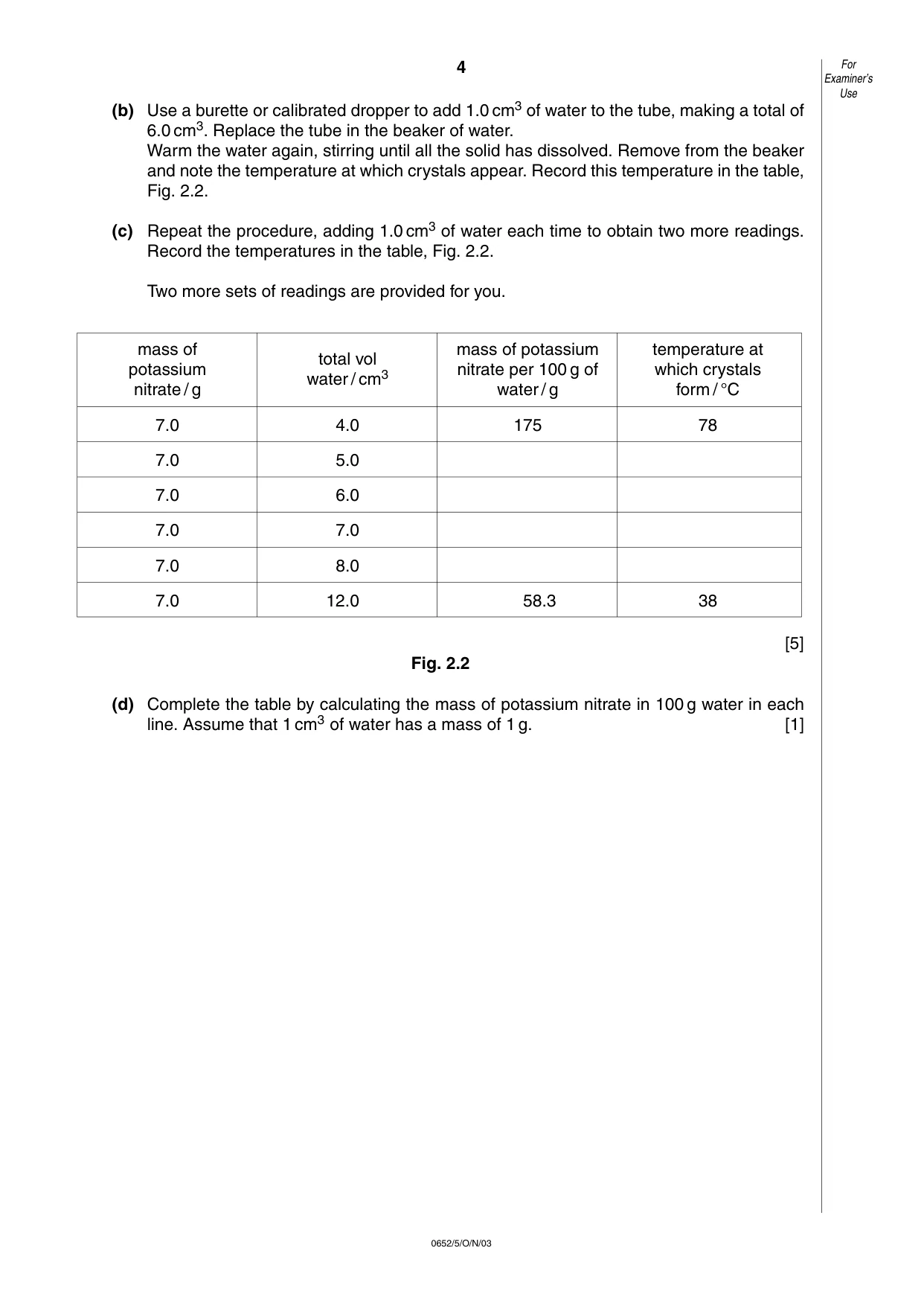 Cambridge IGCSE Physical Science 0652 2003 Oct/Nov Paper 5 · Variant 1 question paper, page 4 of 8