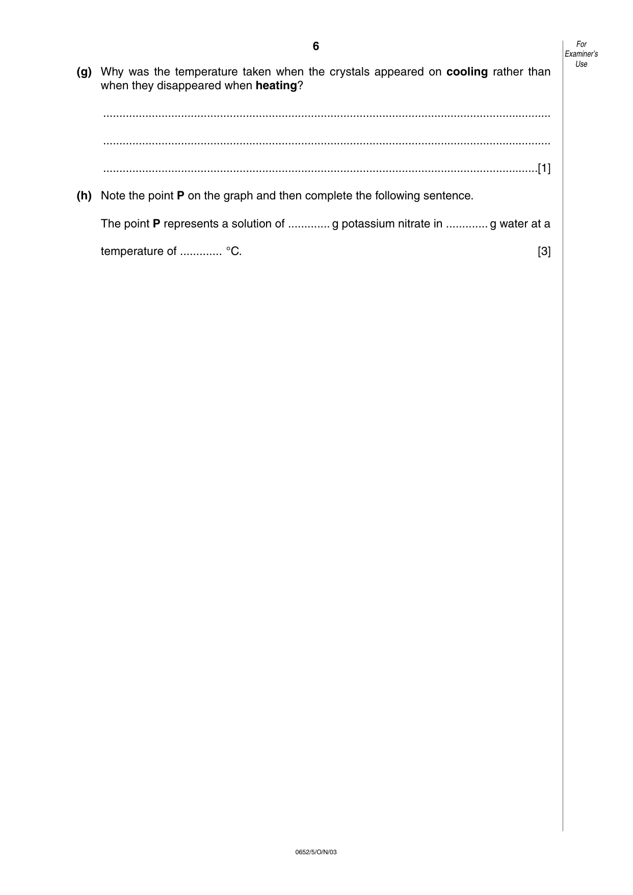 Cambridge IGCSE Physical Science 0652 2003 Oct/Nov Paper 5 · Variant 1 question paper, page 6 of 8