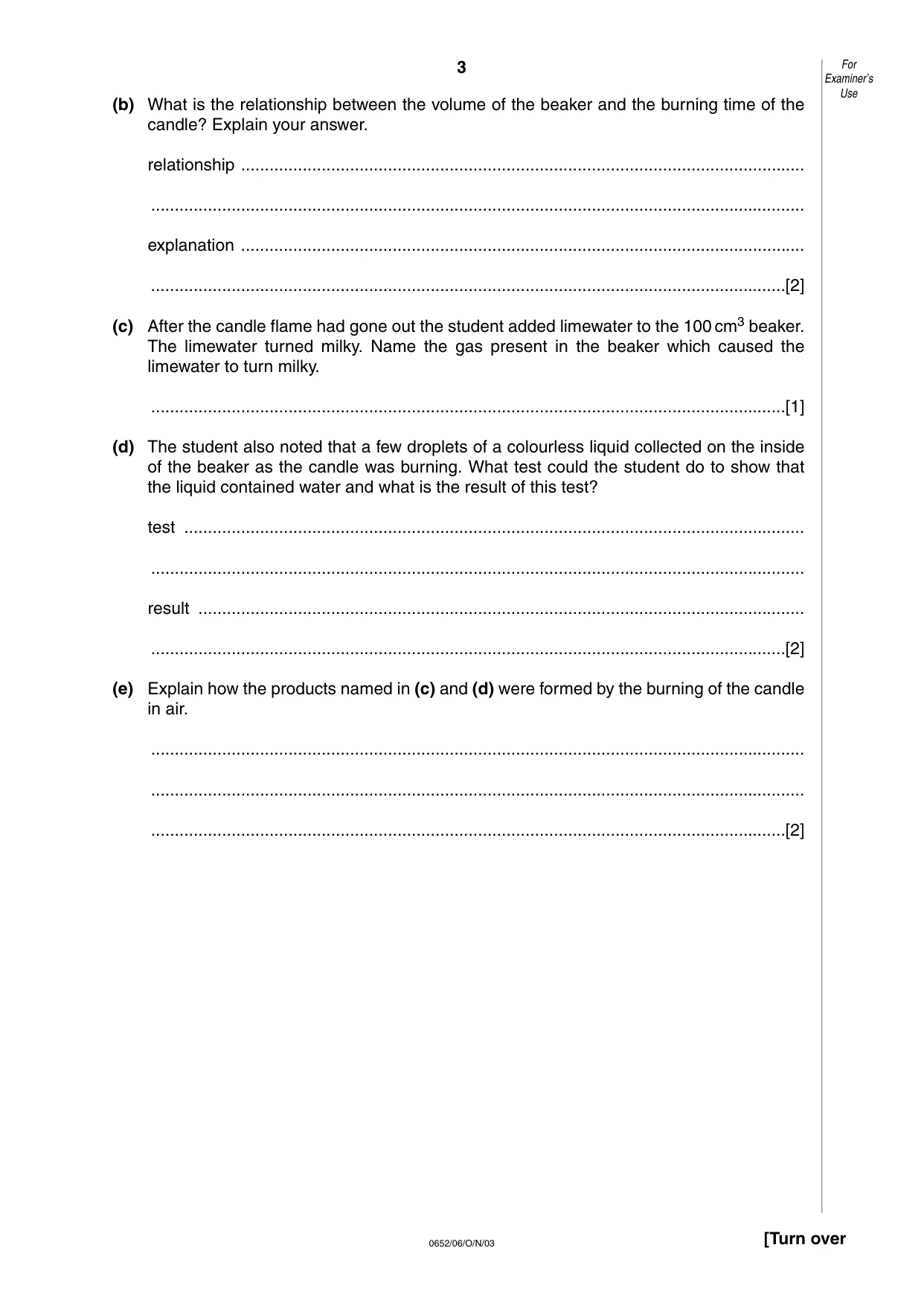 Cambridge IGCSE Physical Science 0652 2003 Oct/Nov Paper 6 · Variant 1 question paper, page 3 of 16
