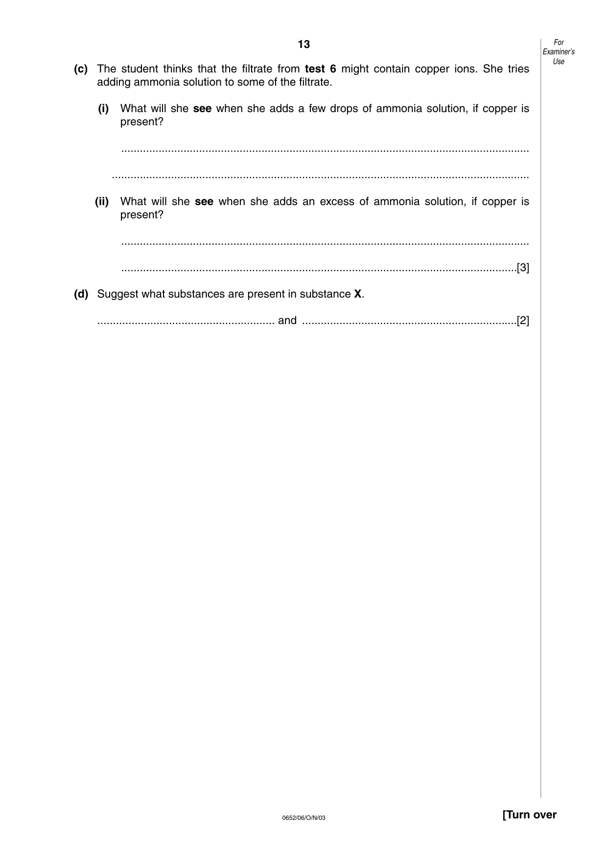 Cambridge IGCSE Physical Science 0652 2003 Oct/Nov Paper 6 · Variant 1 question paper, page 13 of 16