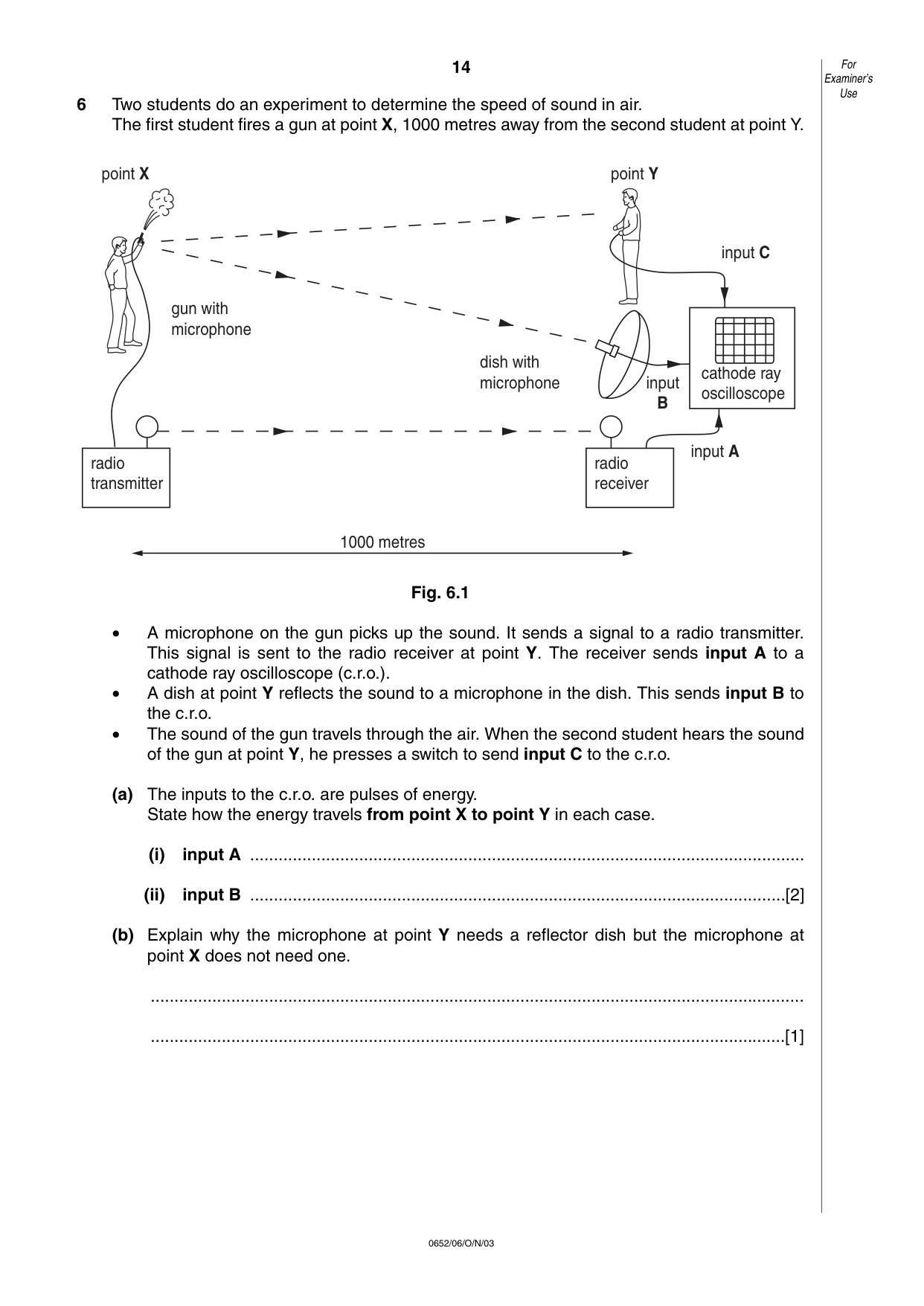 Cambridge IGCSE Physical Science 0652 2003 Oct/Nov Paper 6 · Variant 1 question paper, page 14 of 16