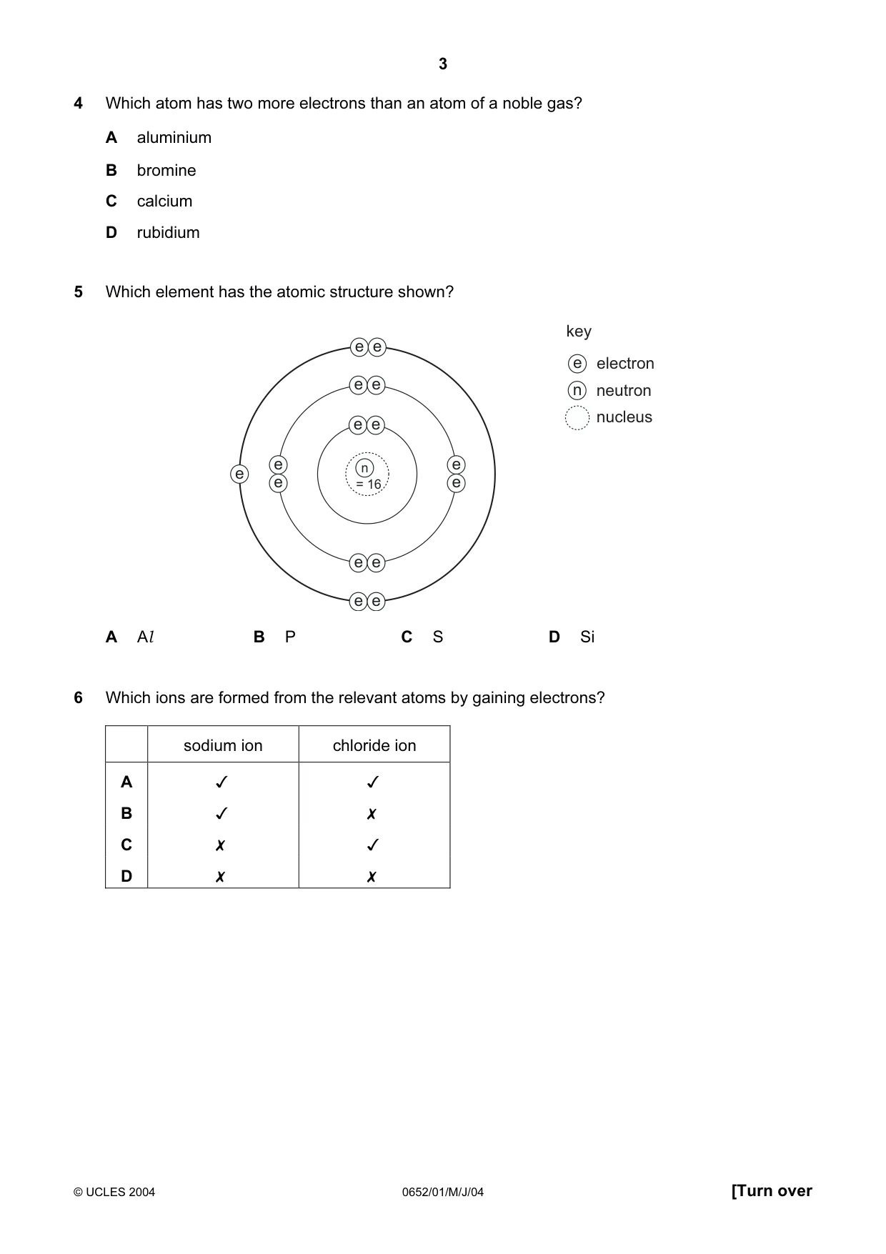 Cambridge IGCSE Physical Science 0652 2004 May/June Paper 1 · Variant 1 question paper, page 3 of 20