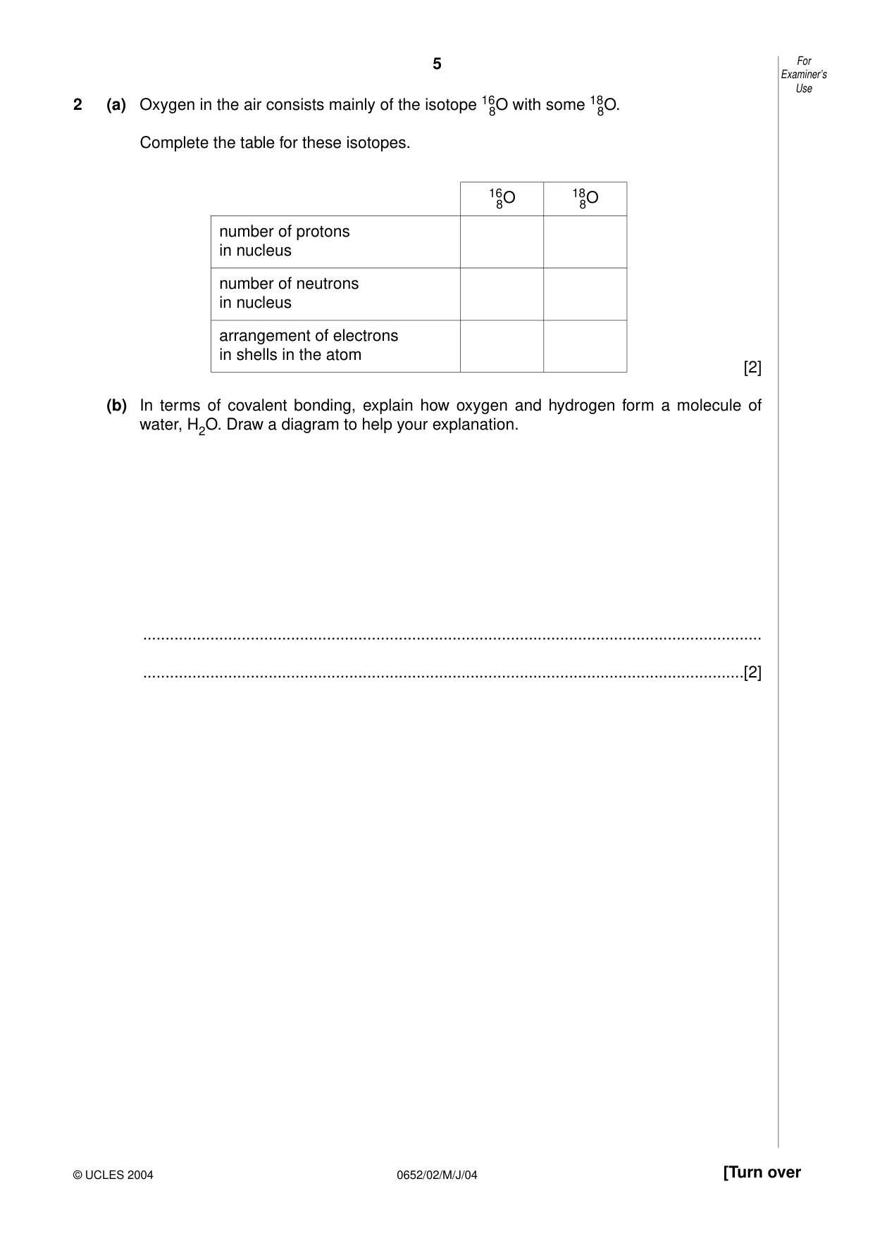 Cambridge IGCSE Physical Science 0652 2004 May/June Paper 2 · Variant 1 question paper, page 5 of 16