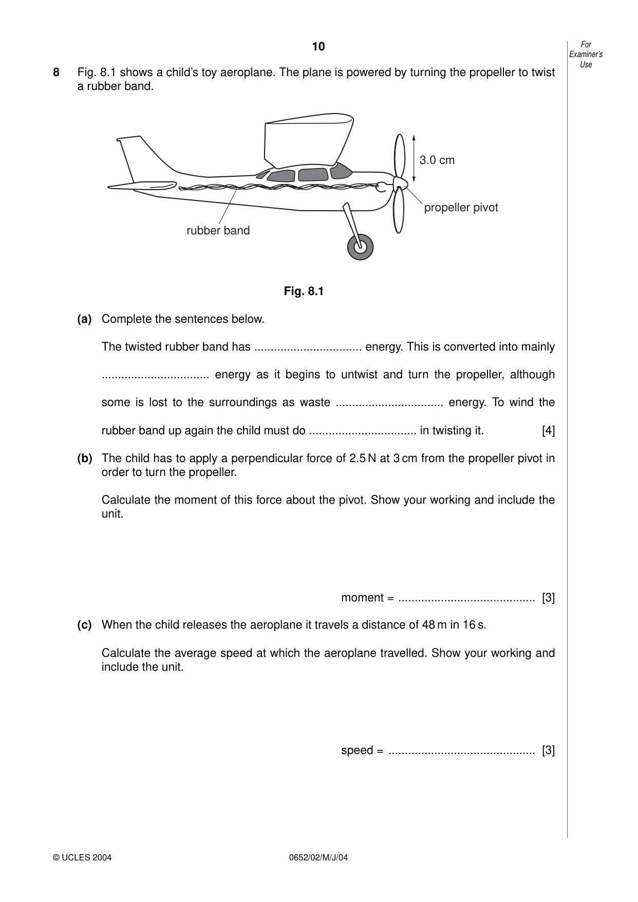 Cambridge IGCSE Physical Science 0652 2004 May/June Paper 2 · Variant 1 question paper, page 10 of 16