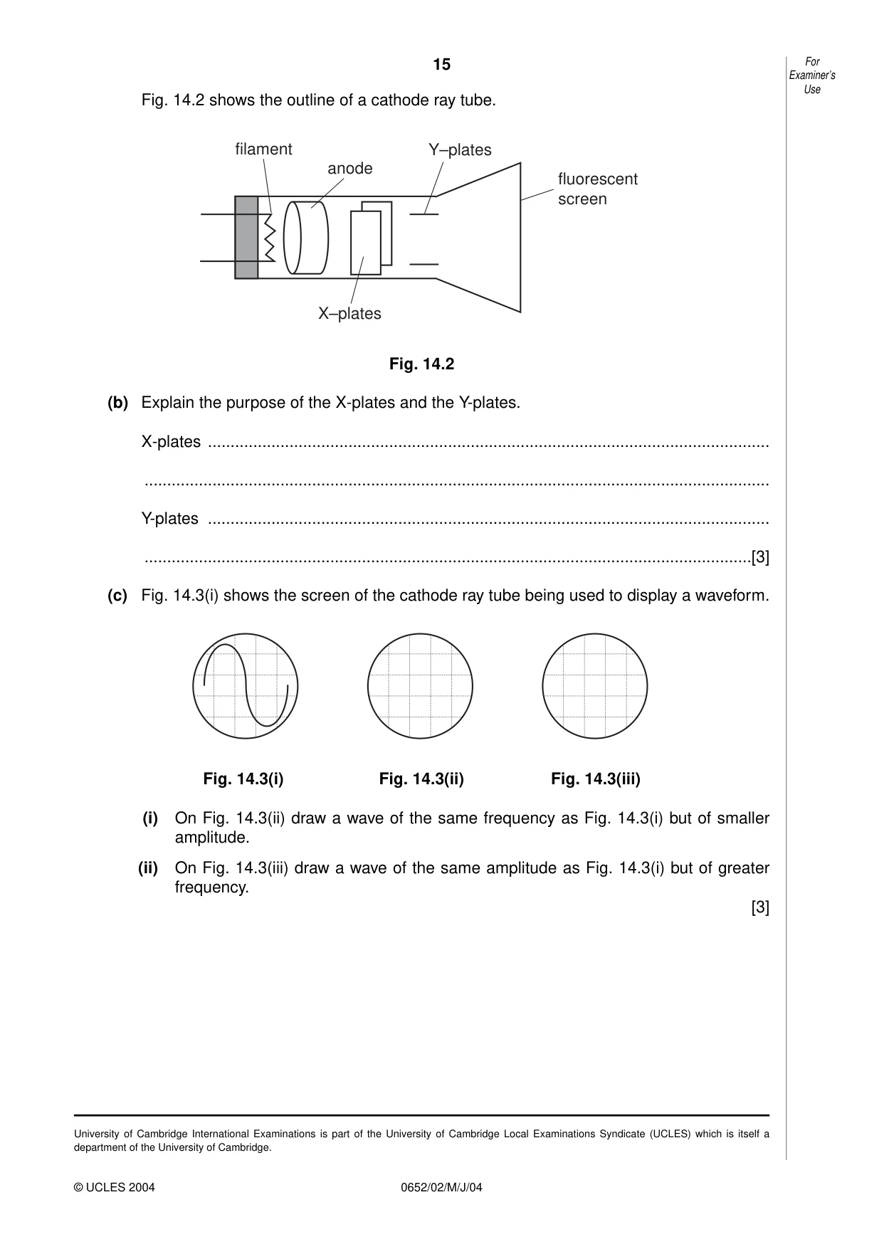Cambridge IGCSE Physical Science 0652 2004 May/June Paper 2 · Variant 1 question paper, page 15 of 16