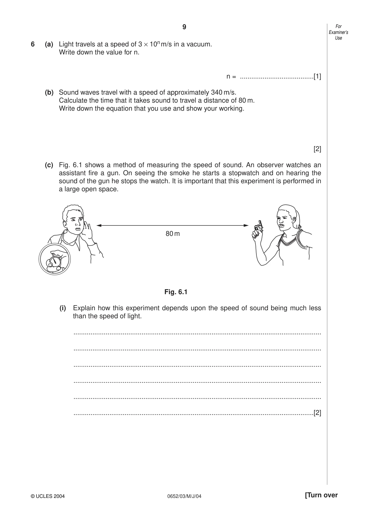 Cambridge IGCSE Physical Science 0652 2004 May/June Paper 3 · Variant 1 question paper, page 9 of 16