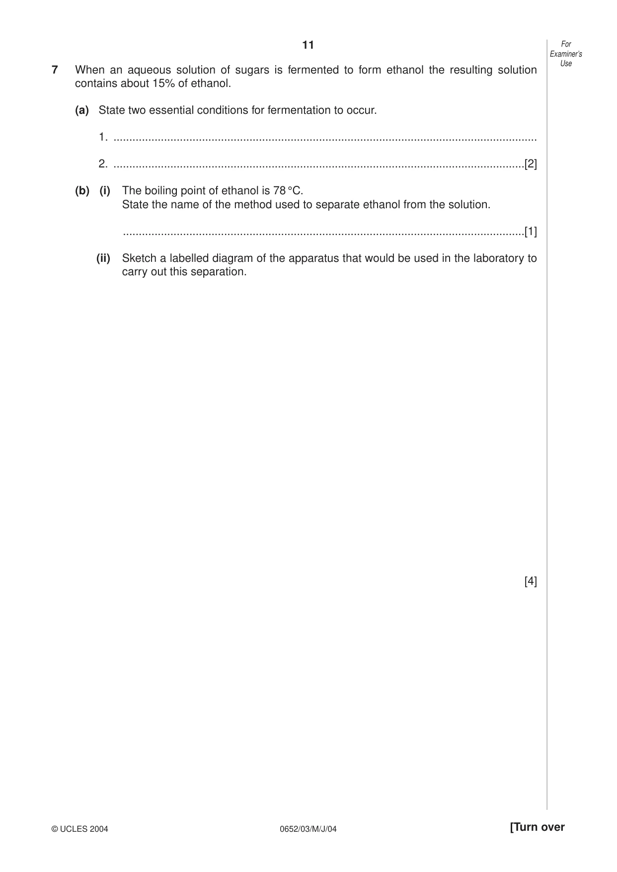 Cambridge IGCSE Physical Science 0652 2004 May/June Paper 3 · Variant 1 question paper, page 11 of 16