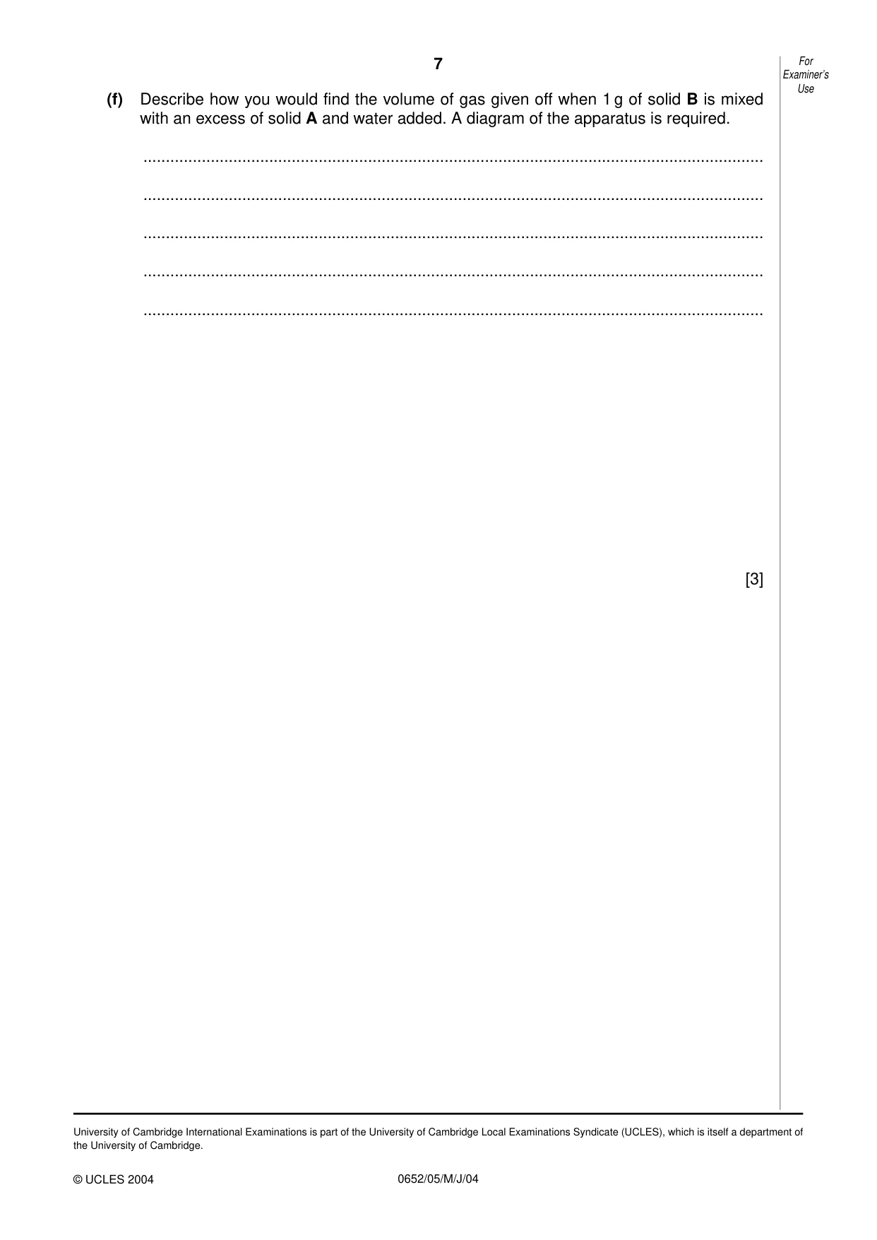 Cambridge IGCSE Physical Science 0652 2004 May/June Paper 5 · Variant 1 question paper, page 7 of 8