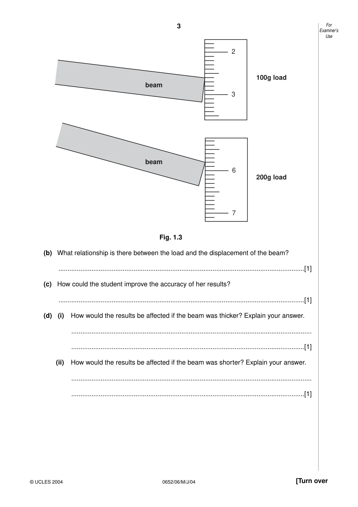 Cambridge IGCSE Physical Science 0652 2004 May/June Paper 6 · Variant 1 question paper, page 3 of 20