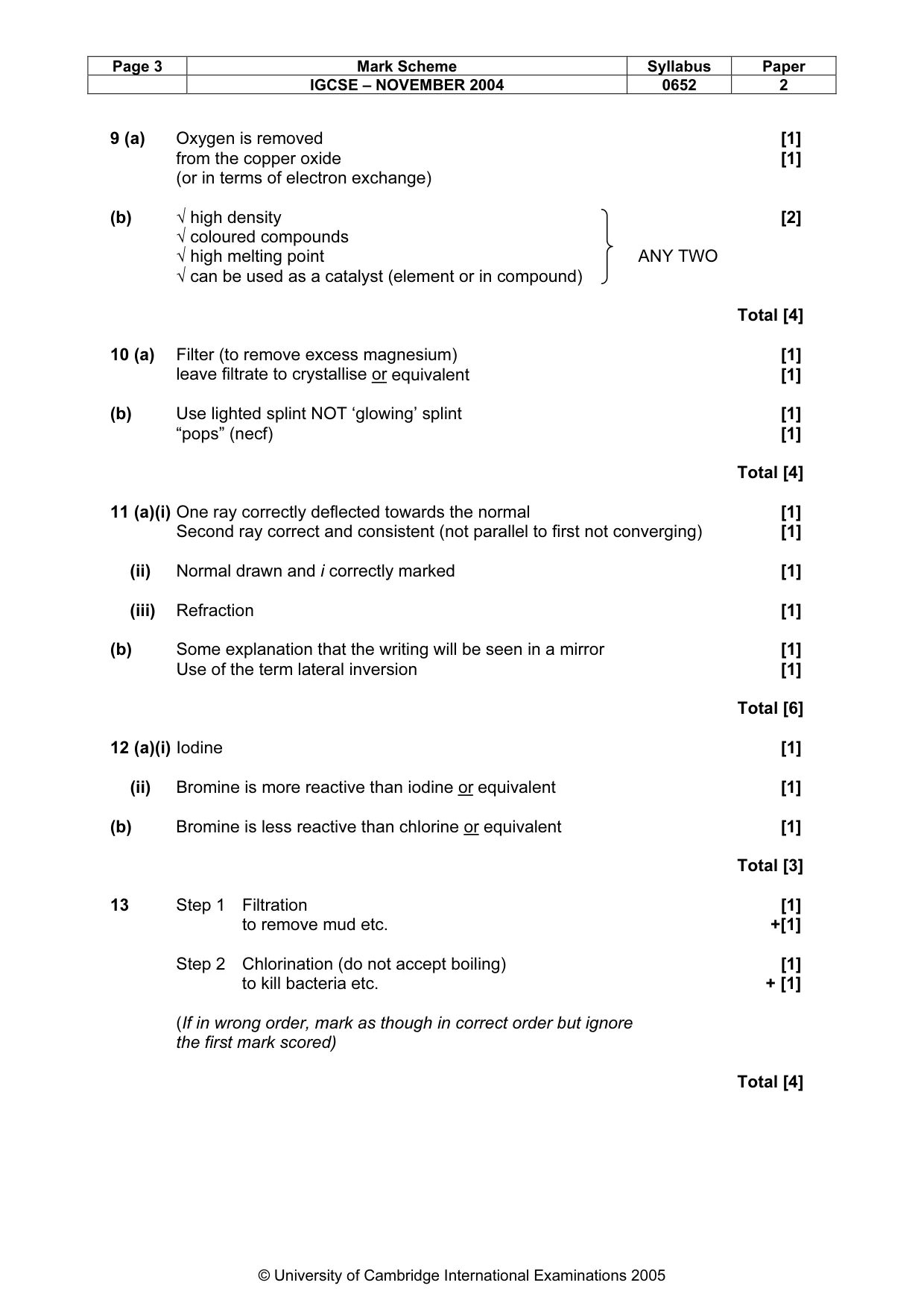 Mark scheme, page 6 of 7