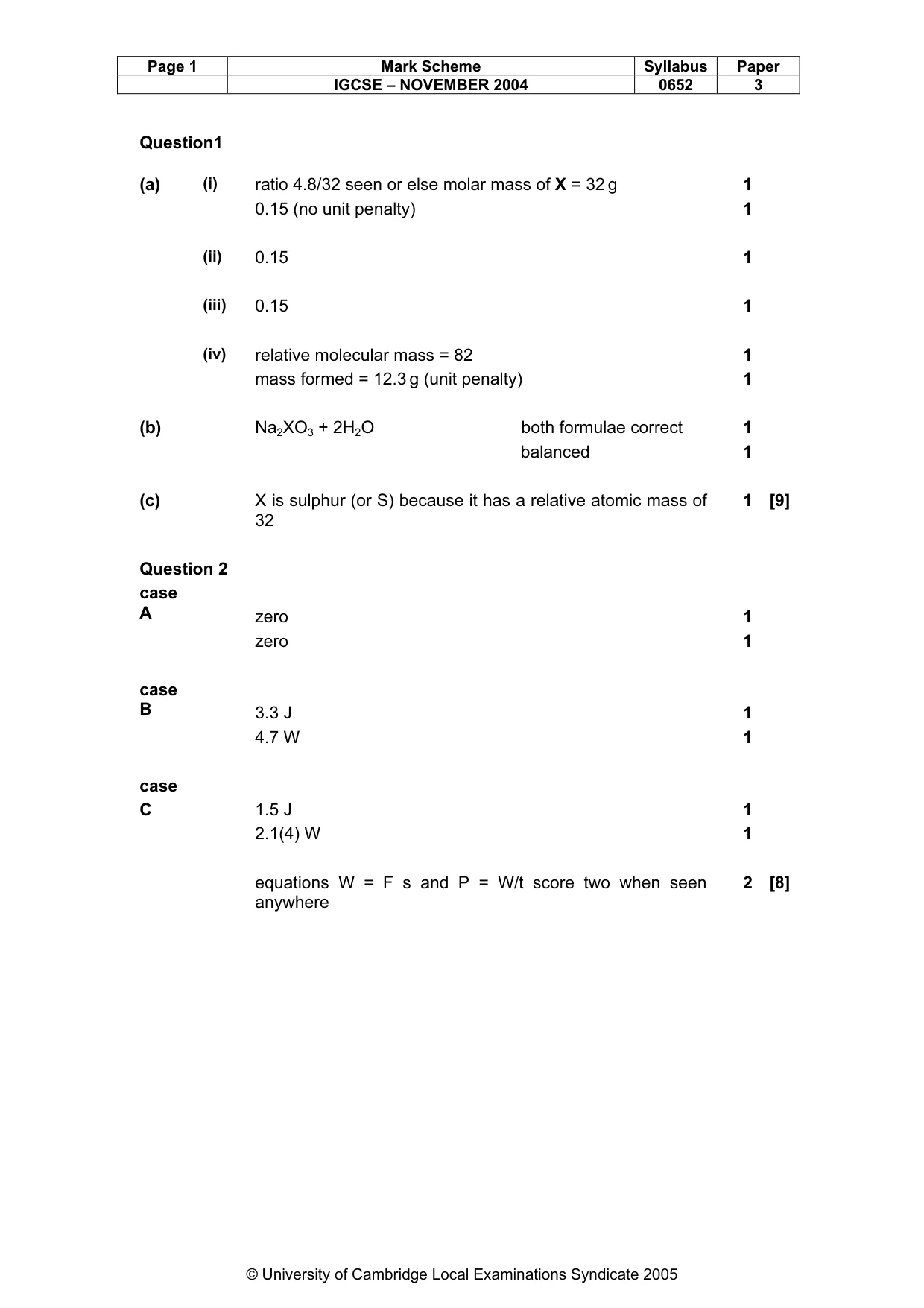 Mark scheme, page 4 of 9