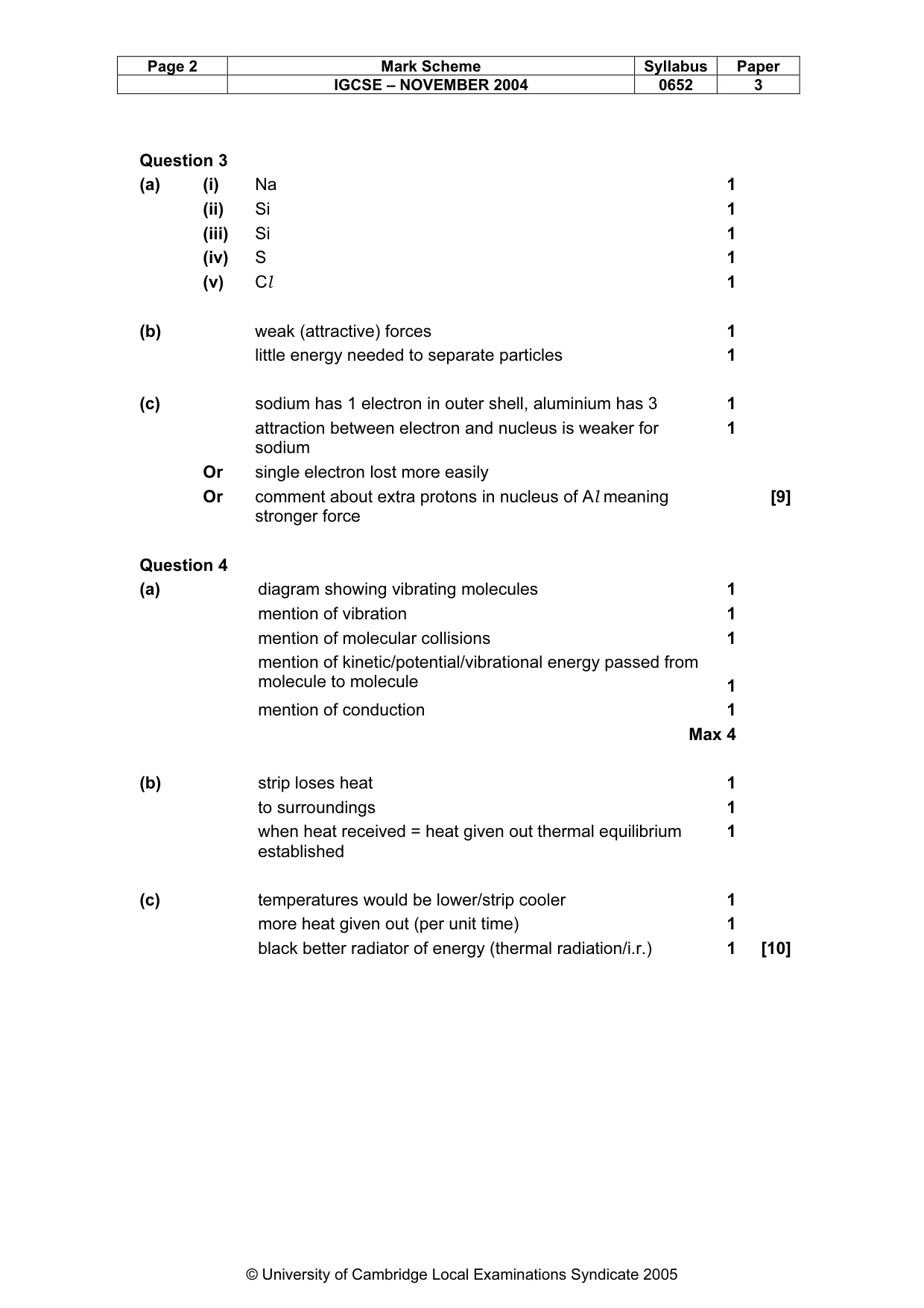 Mark scheme, page 5 of 9