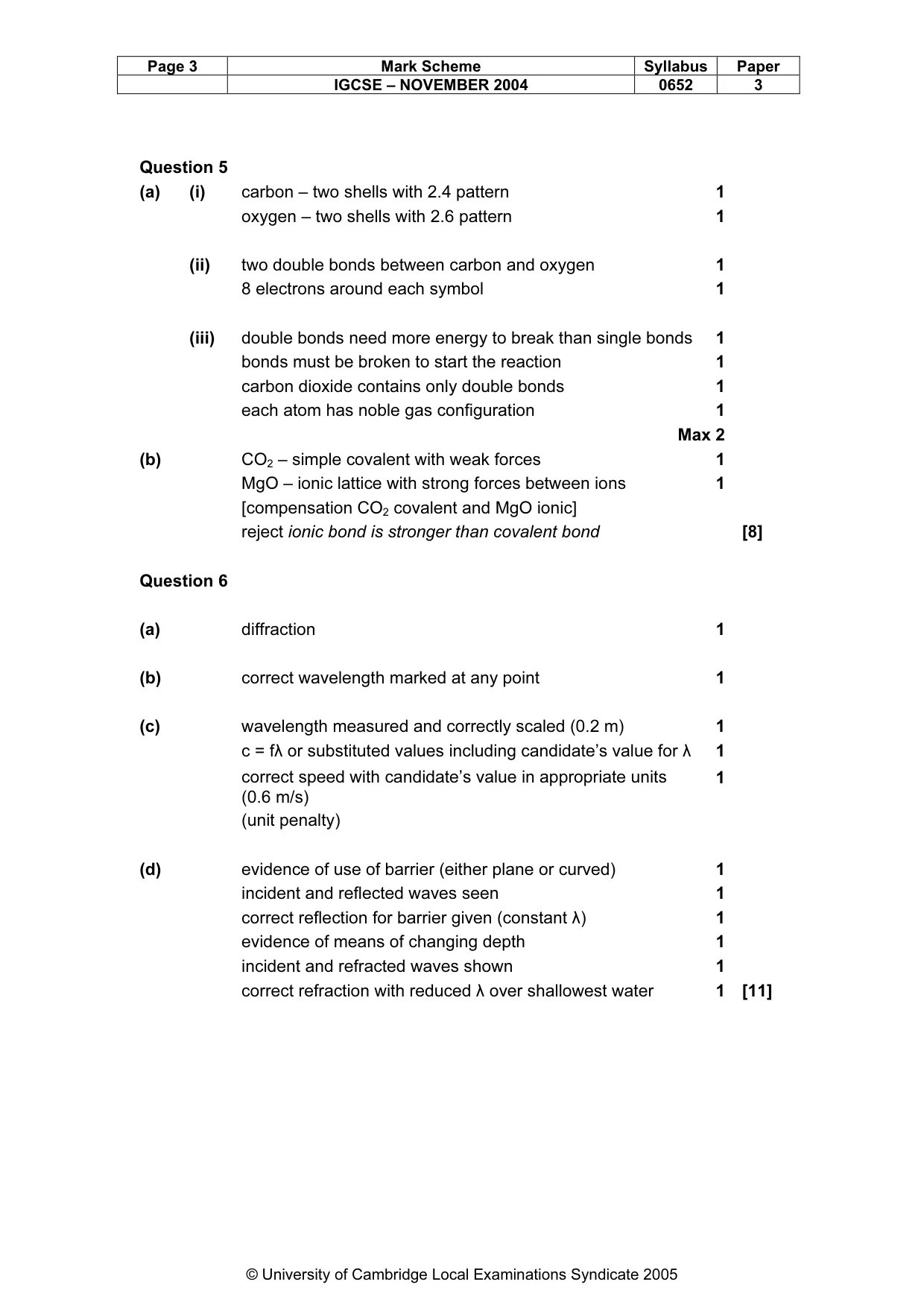 Mark scheme, page 6 of 9