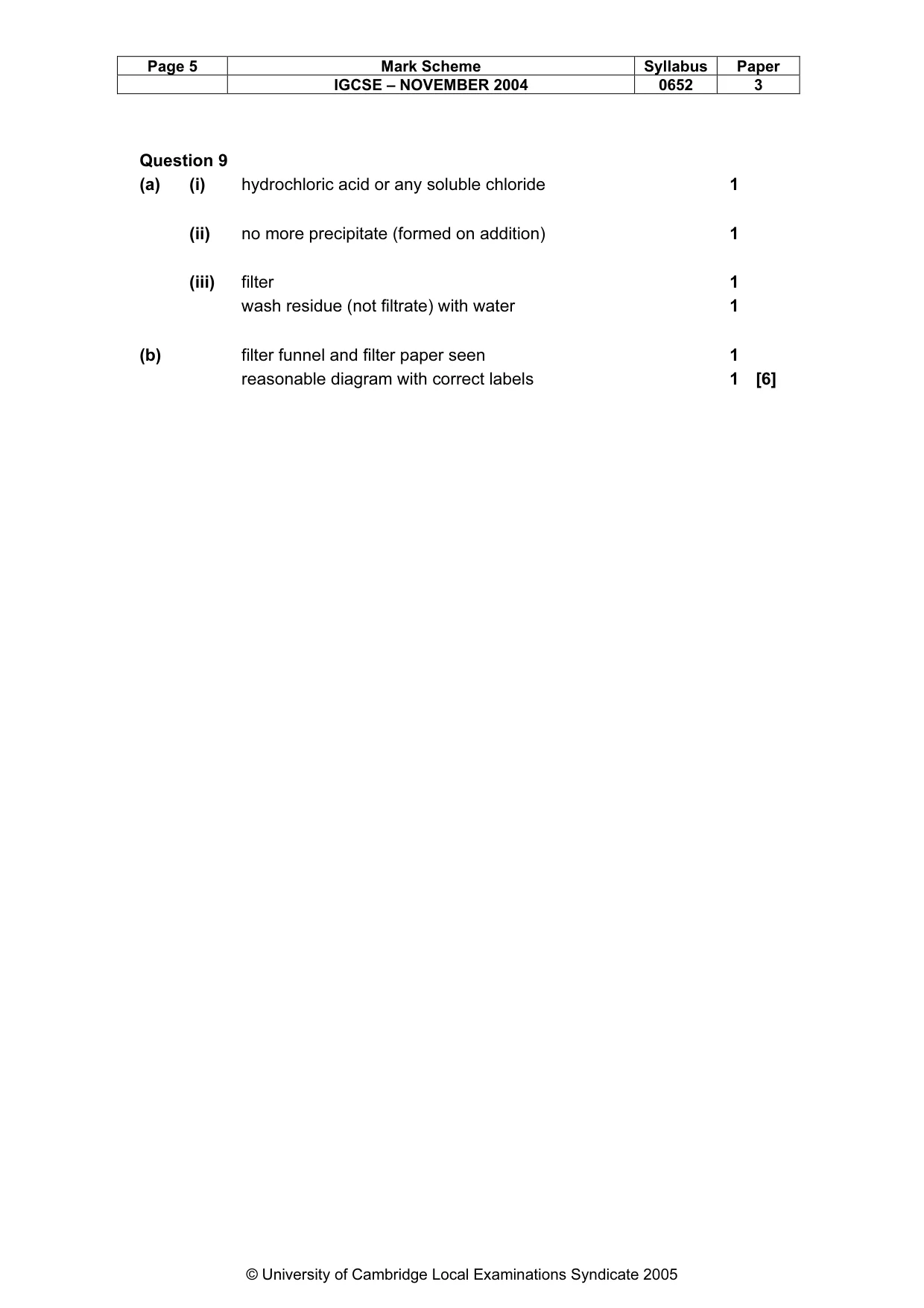 Mark scheme, page 8 of 9