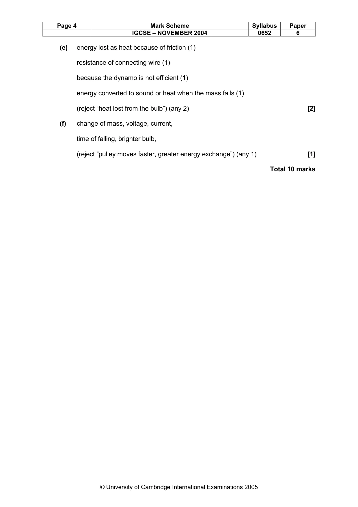Mark scheme, page 7 of 7