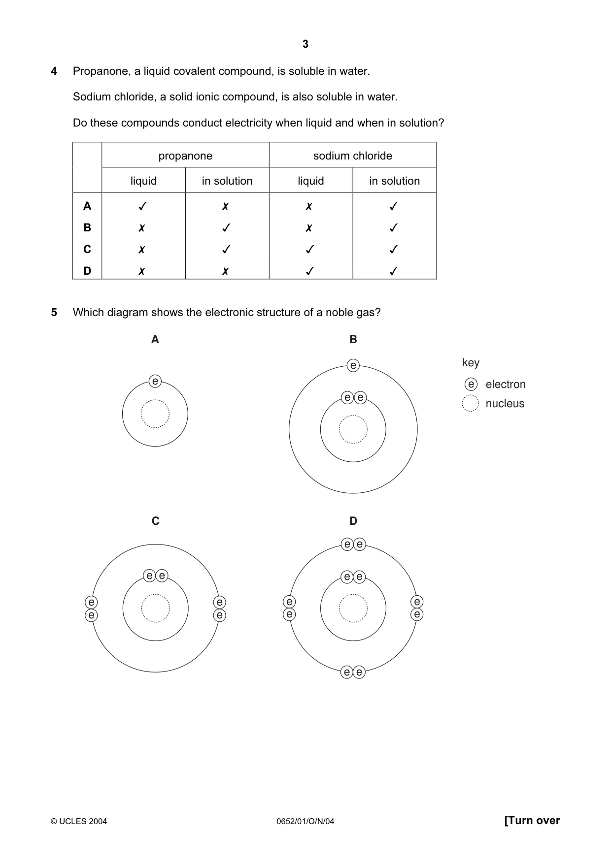 Cambridge IGCSE Physical Science 0652 2004 Oct/Nov Paper 1 · Variant 1 question paper, page 3 of 16