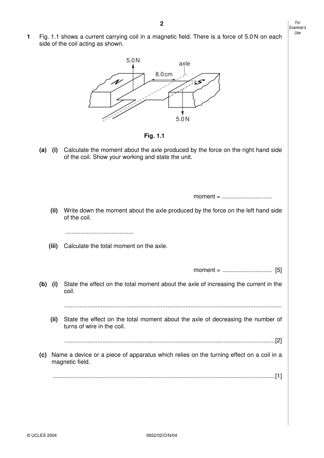 Cambridge IGCSE Physical Science 0652 2004 Oct/Nov Paper 2 · Variant 1 question paper, page 2 of 12