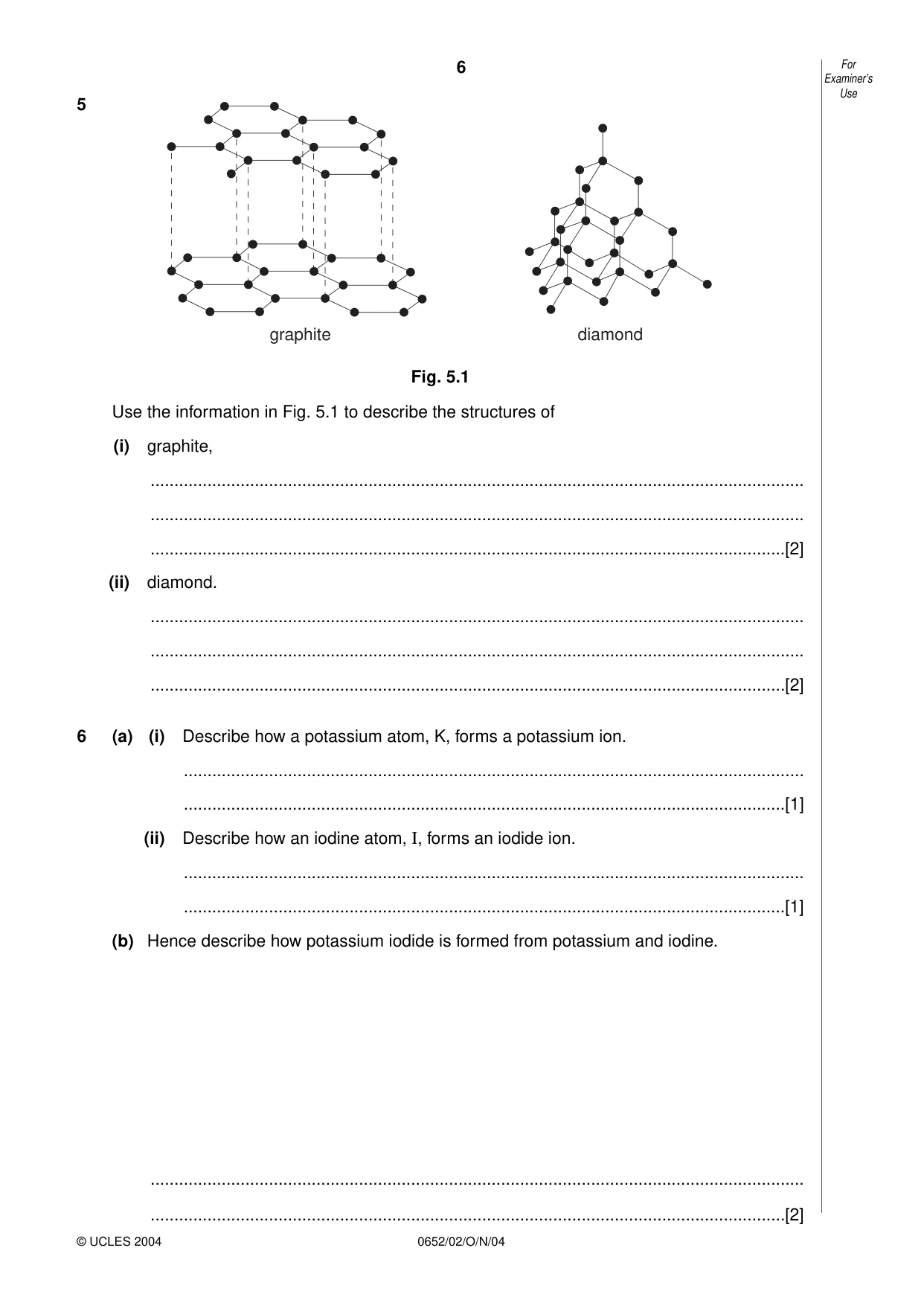 Cambridge IGCSE Physical Science 0652 2004 Oct/Nov Paper 2 · Variant 1 question paper, page 6 of 12